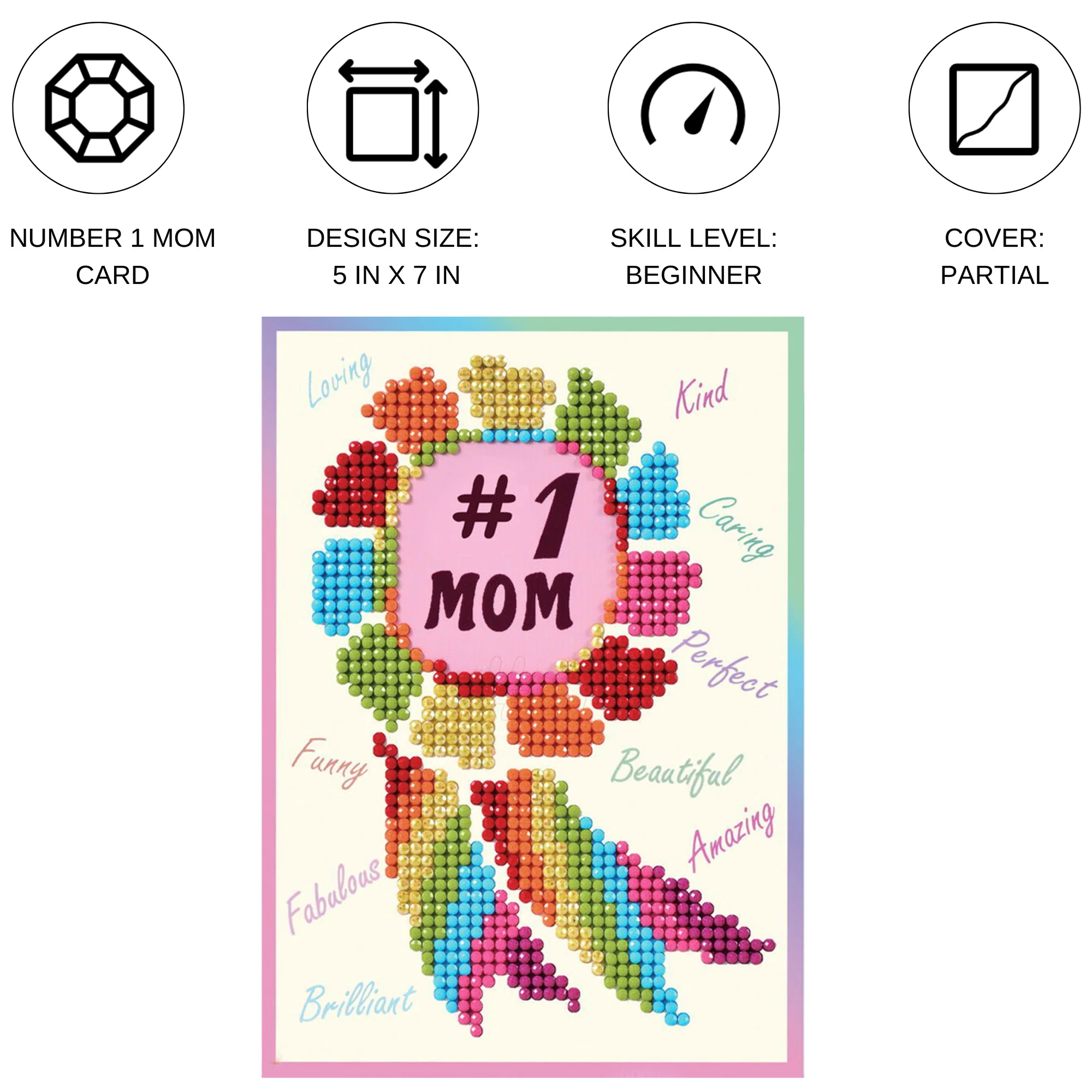 Diamond Dotz Number 1 Mom Greeting Card - 5.0" x 7.0" - Image 3