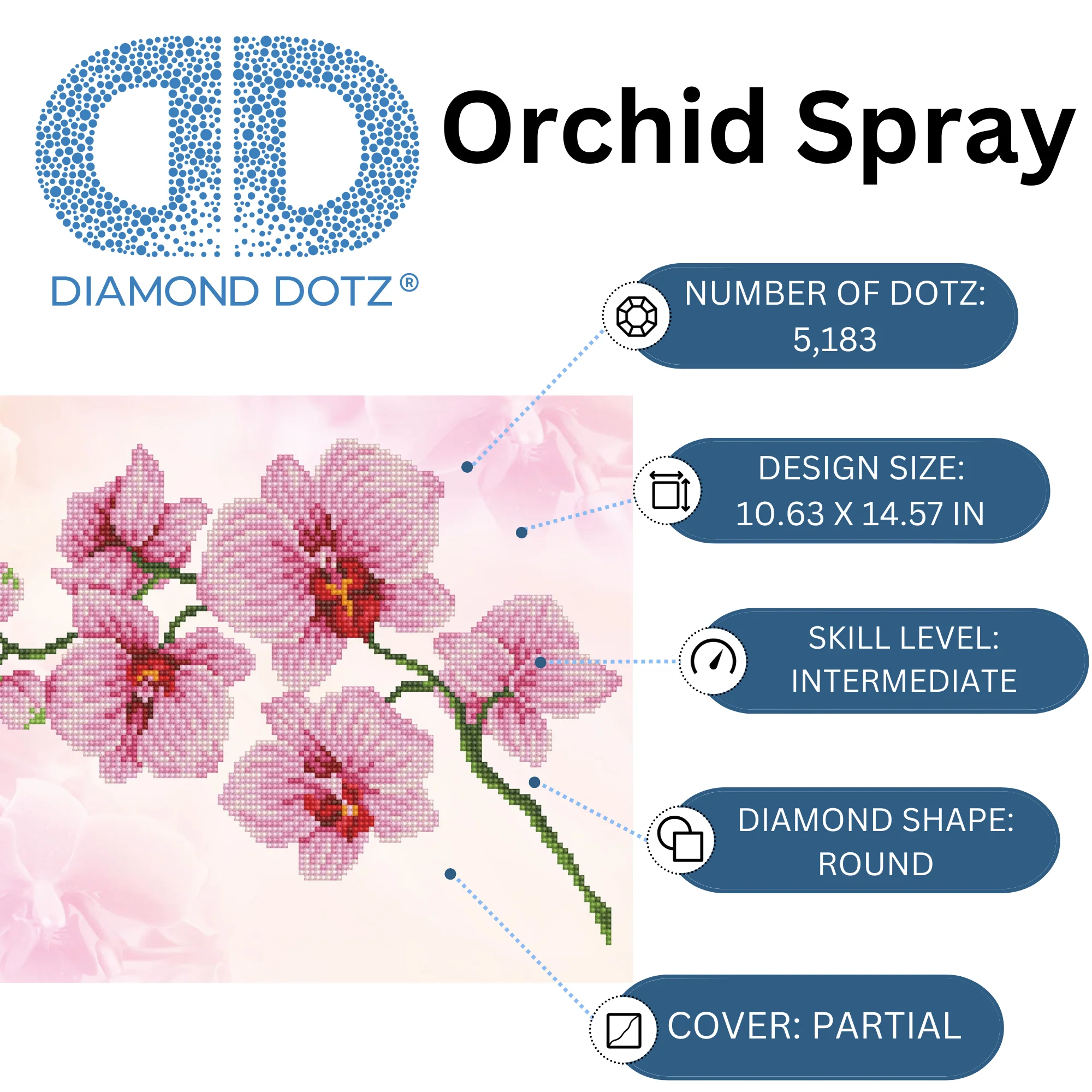 Diamond Dotz Orchid Spray - 16.1" x 12.2" - Image 4
