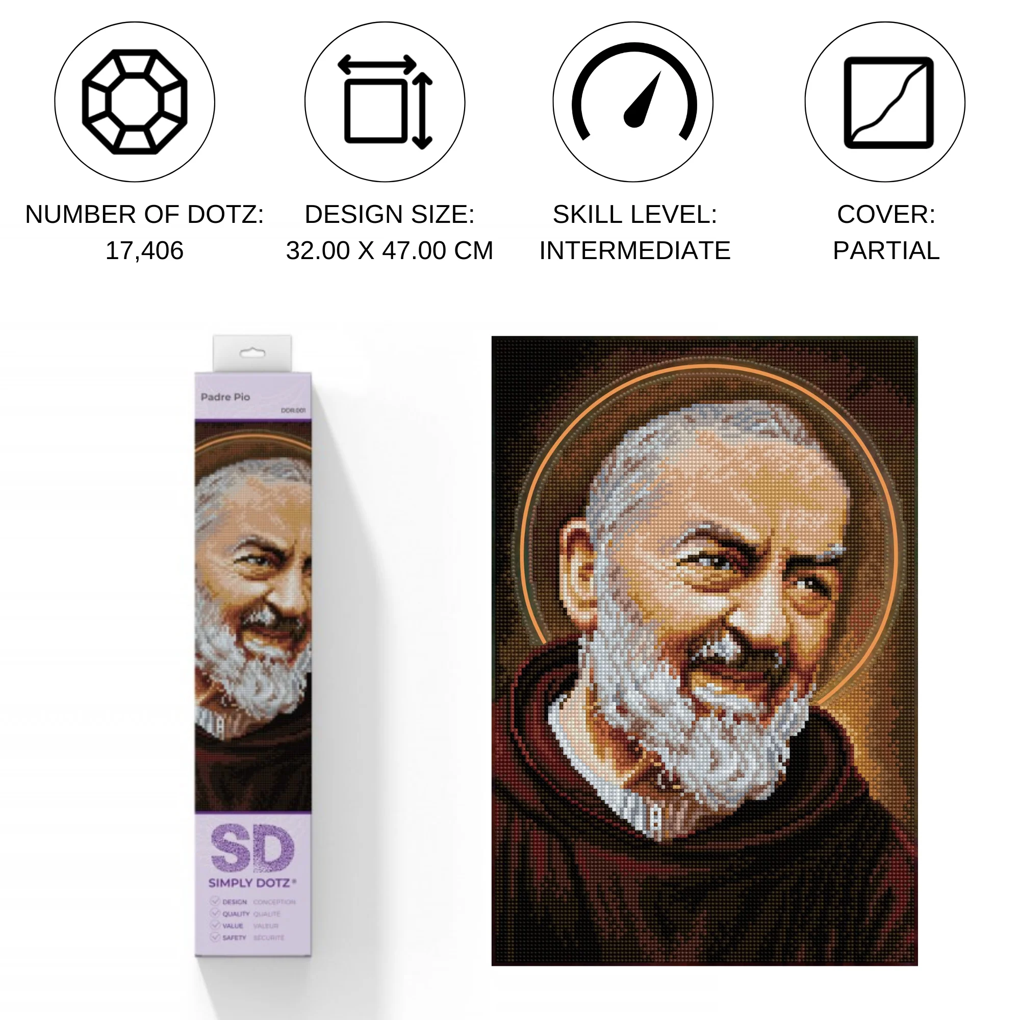 Diamond Dotz Padre Pio - 12.6" x 18.5" - Image 3