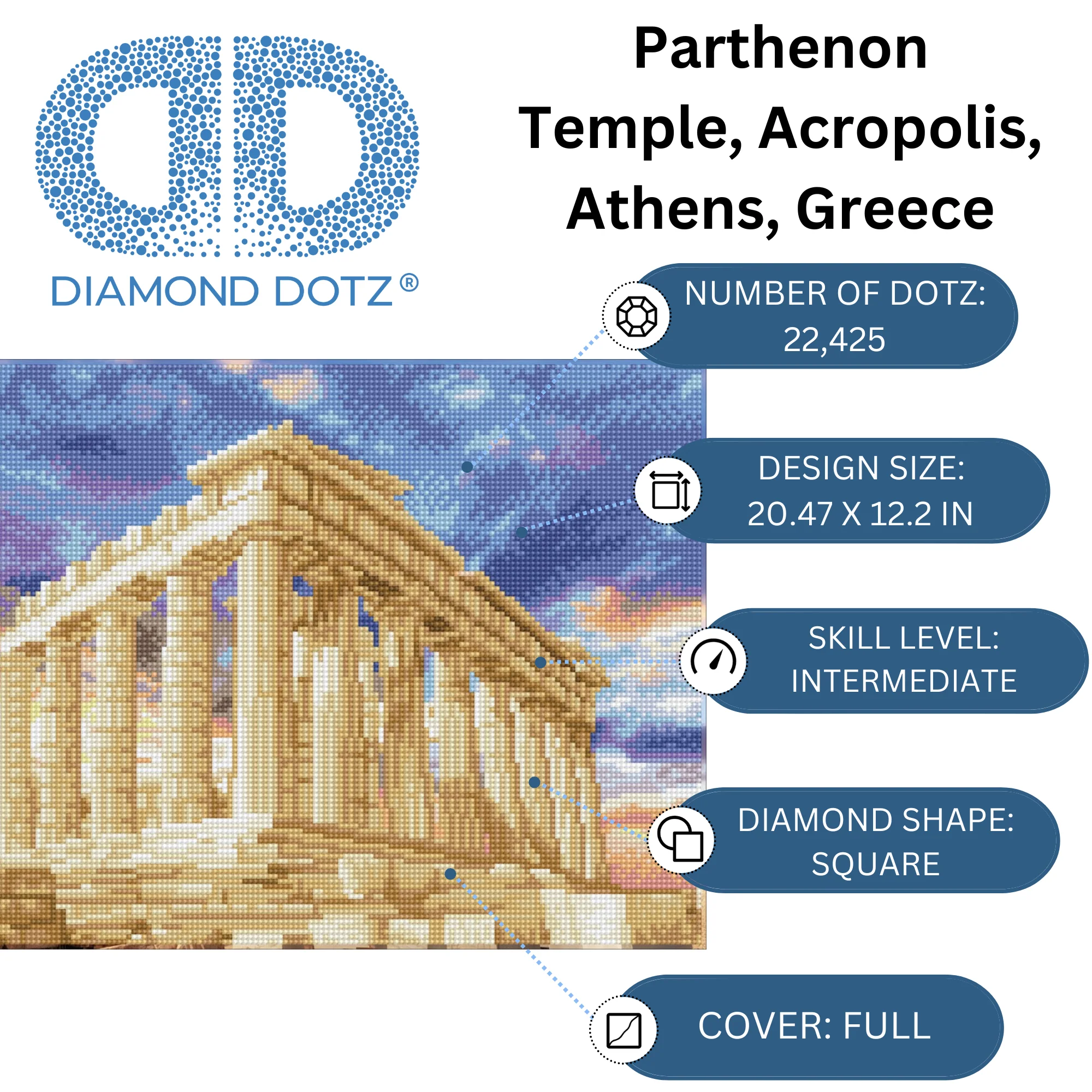 Diamond Dotz Parthenon Temple - 20.5" x 12.2" - Image 3