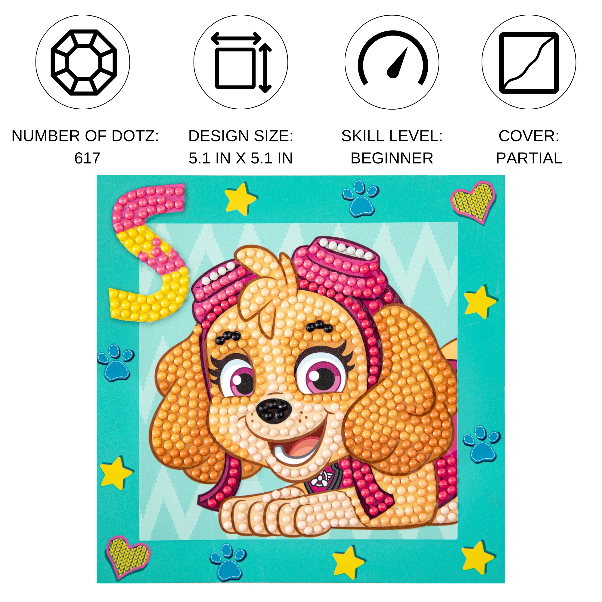 Diamond Dotz DOTZIES PAW PATROL Skye Diamond Painting - 5.1" x 5.1" - Image 4