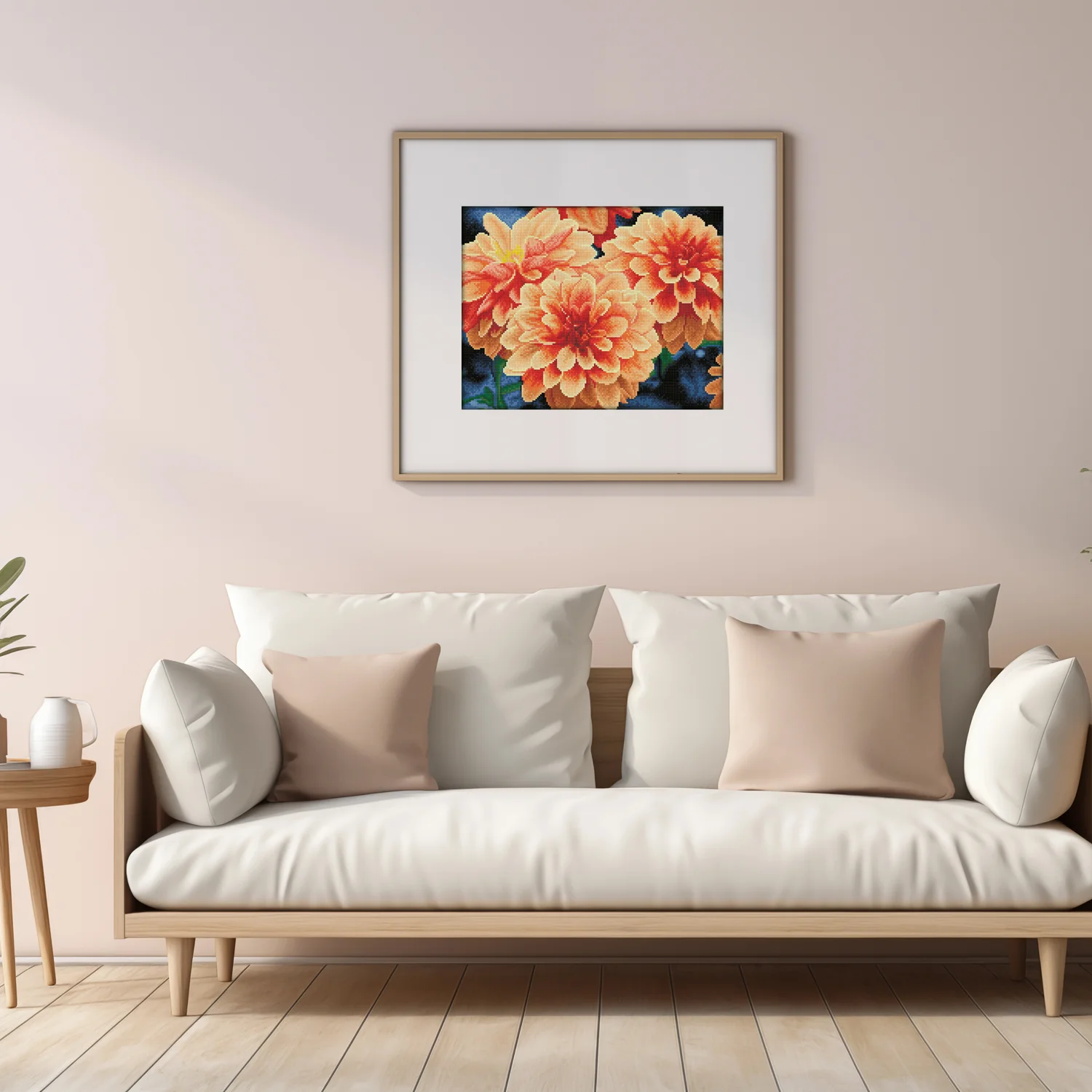 Diamond Dotz Peach Dahlias - 17.7" x 13.8" - Image 2