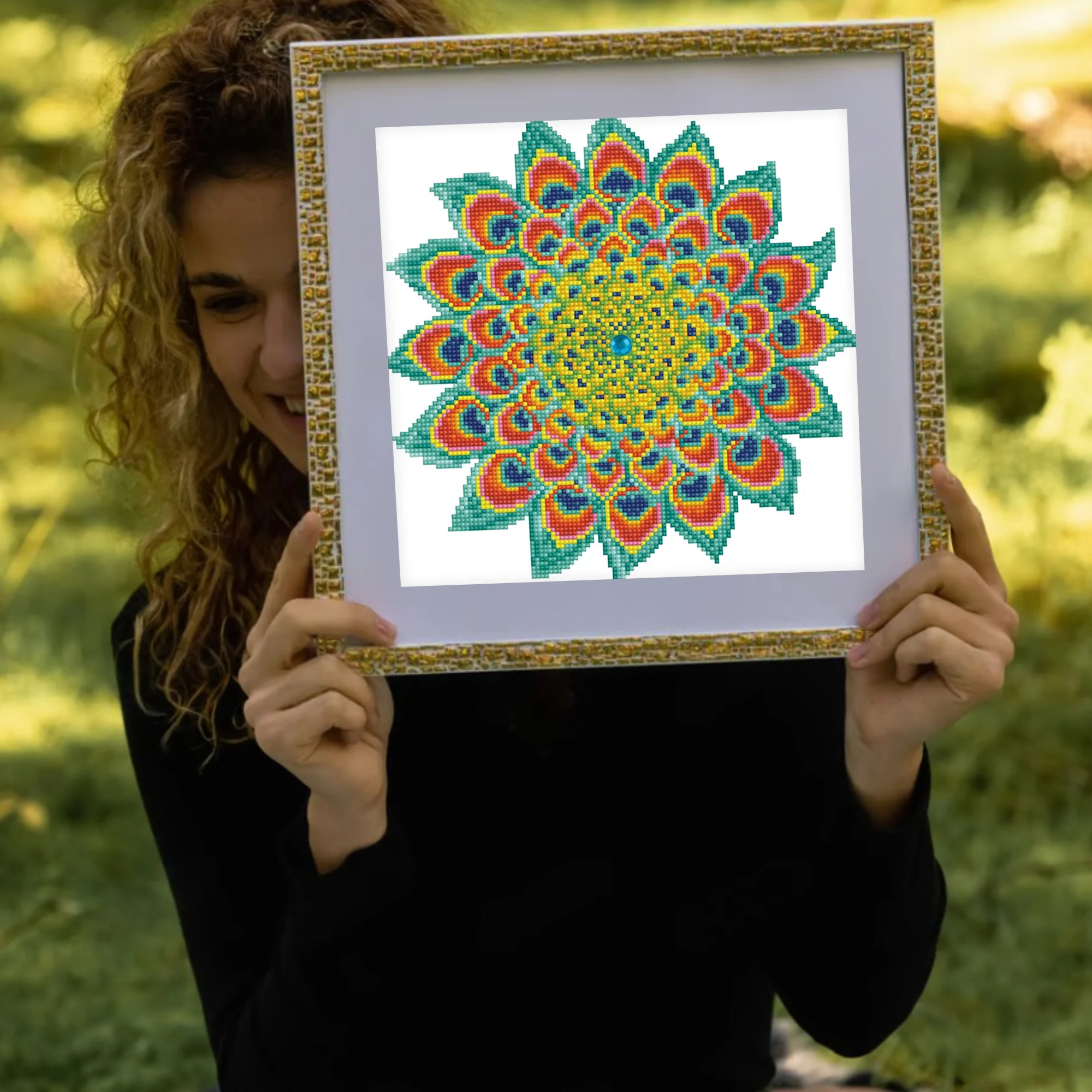 Diamond Dotz Peacock Mandala - 12.6" x 12.6" - Image 3