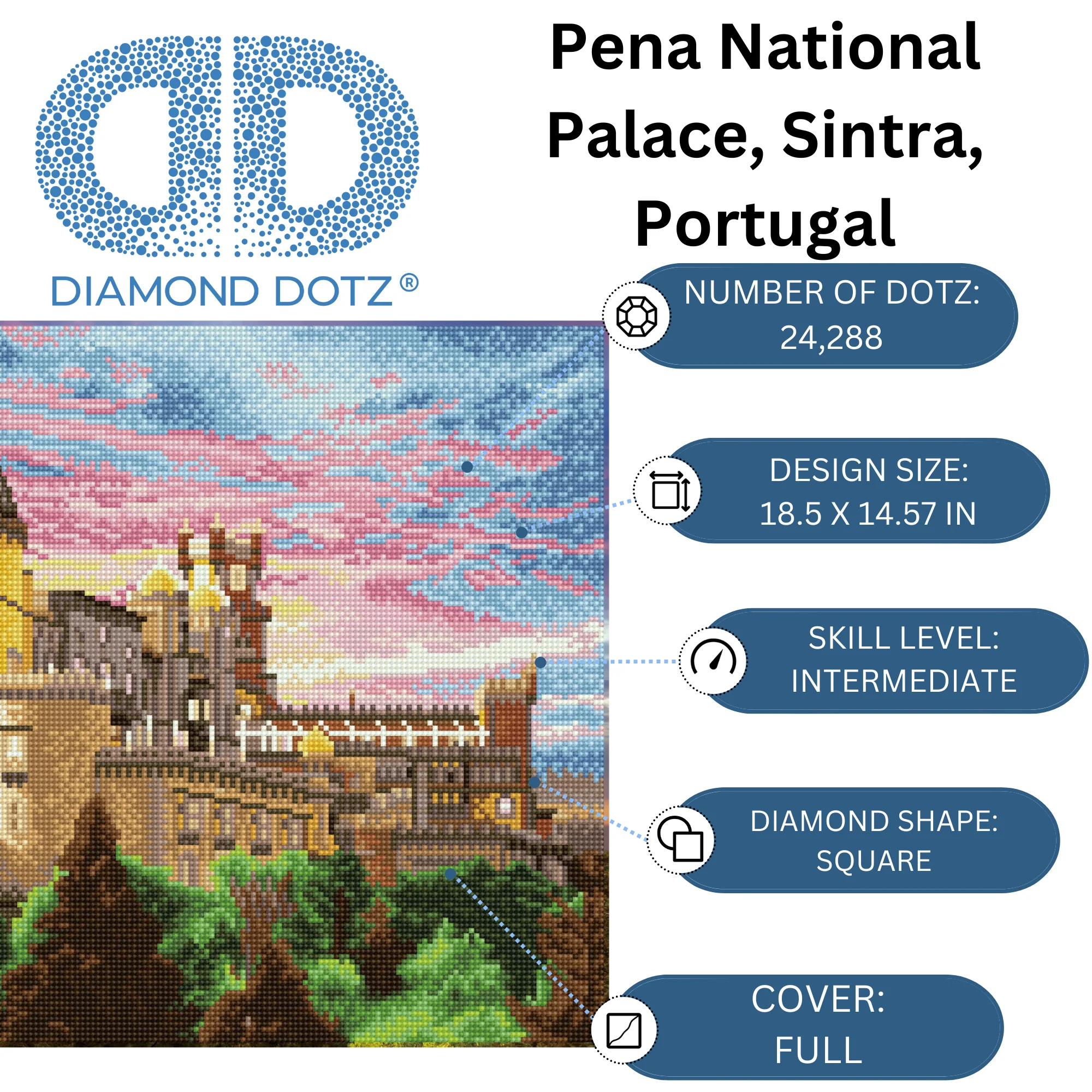 Diamond Dotz Pena National Palace Sintra Portugal - 18.5" x 14.6" - Image 3