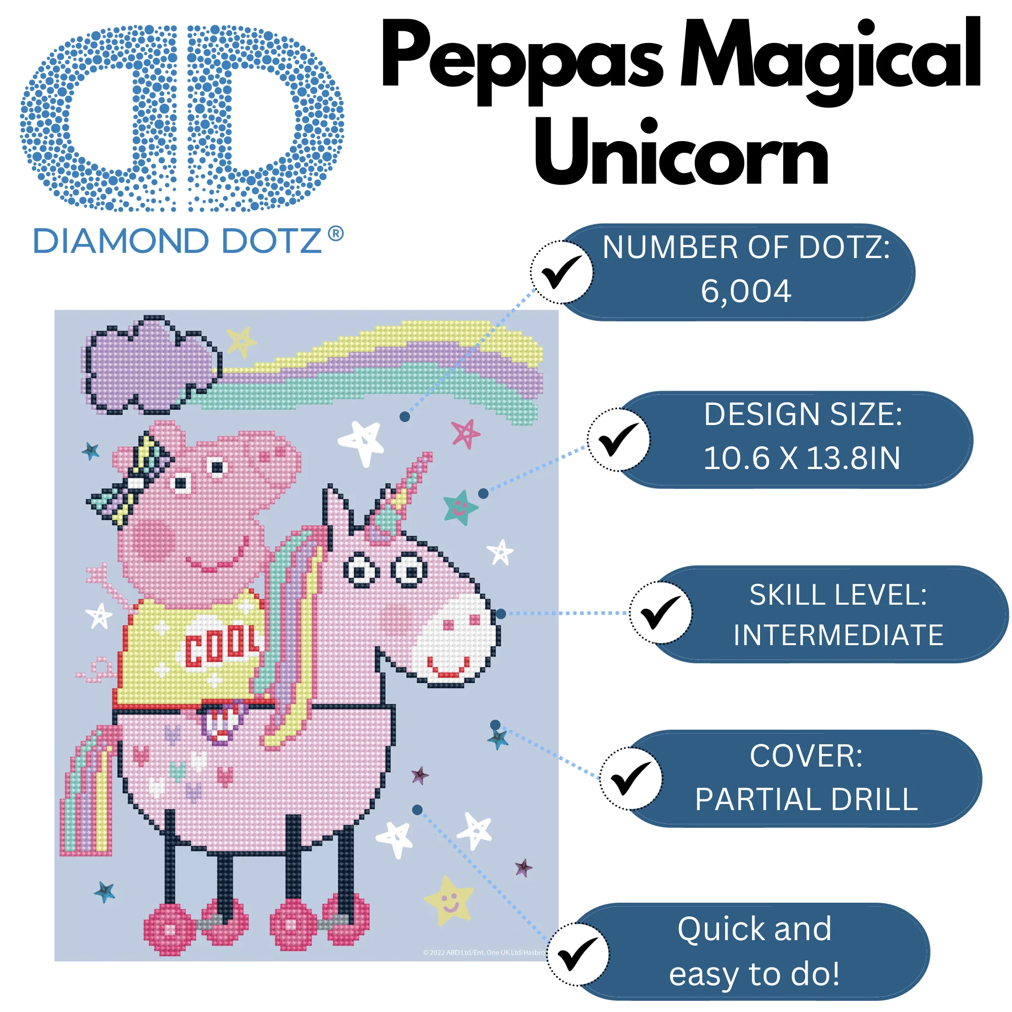 Diamond Dotz Peppa's Magical Unicorn Peppa Pig - 10.6" x 13.8" - Image 3