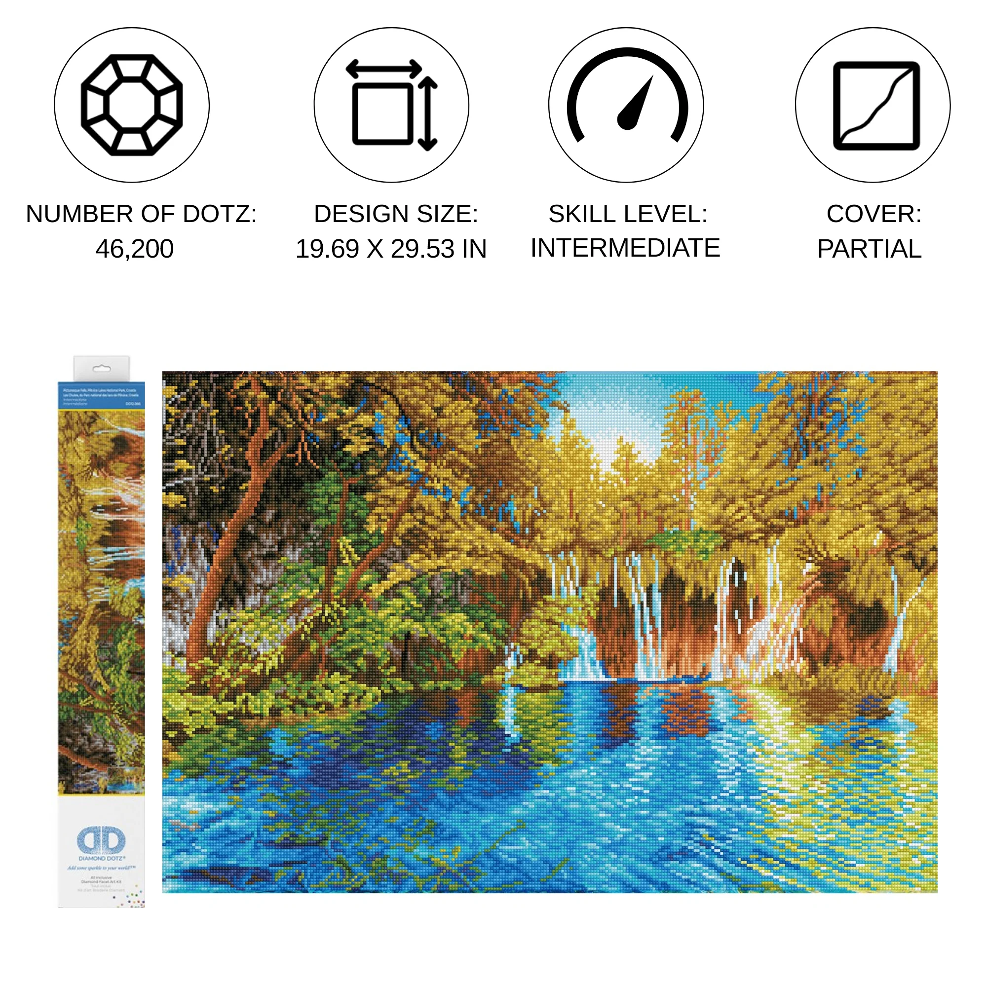 Diamond Dotz Picturesque Falls Plitvice Lakes National Park - 29.5" x 19.7" - Image 3