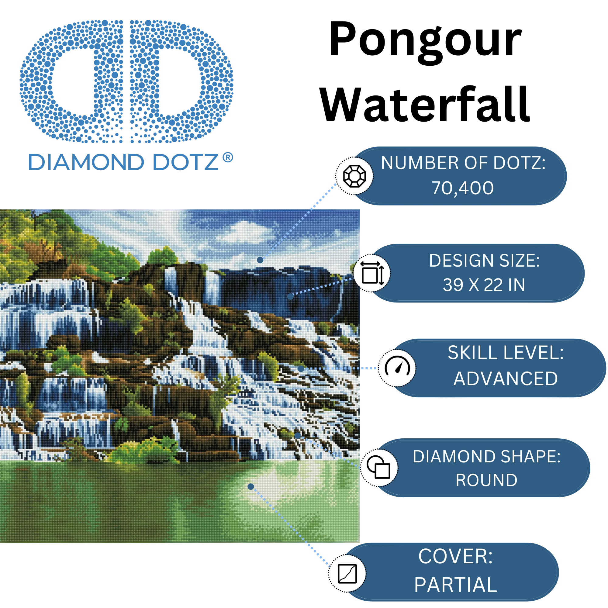 Diamond Dotz Pongour Waterfall - 22.4" x 39.8" - Image 3