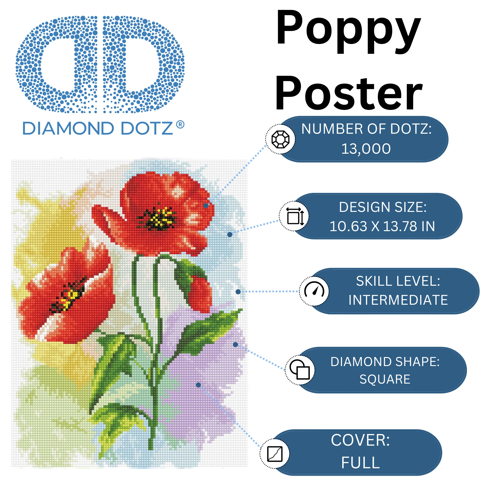 Diamond Dotz Poppy Poster - 10.6" x 13.8" - Image 3