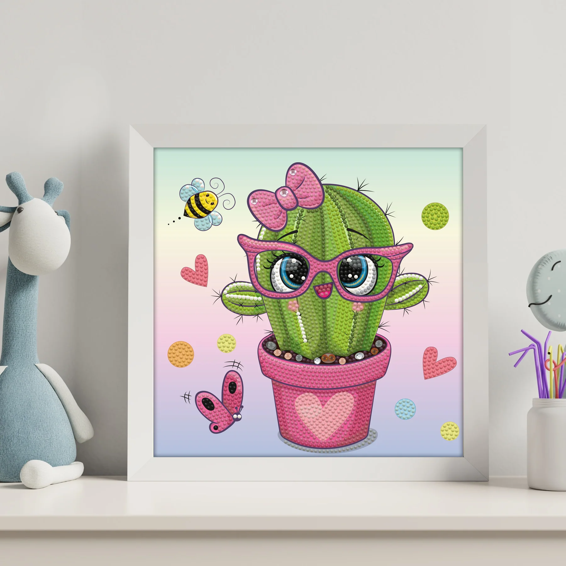 Diamond Dotz DOTZIES Pretty in Pink Cactus Diamond Painting - 9.1" x 9.1" - Image 7