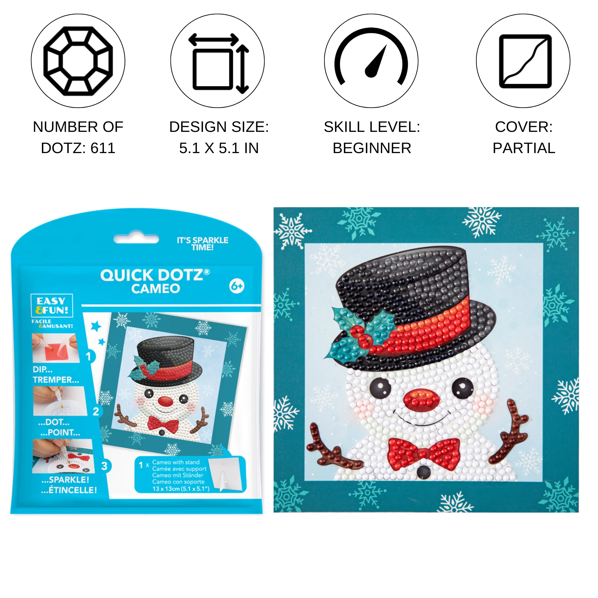 Diamond Dotz DOTZIES Snowman Diamond Painting - 5.1" x 5.1" - Image 4