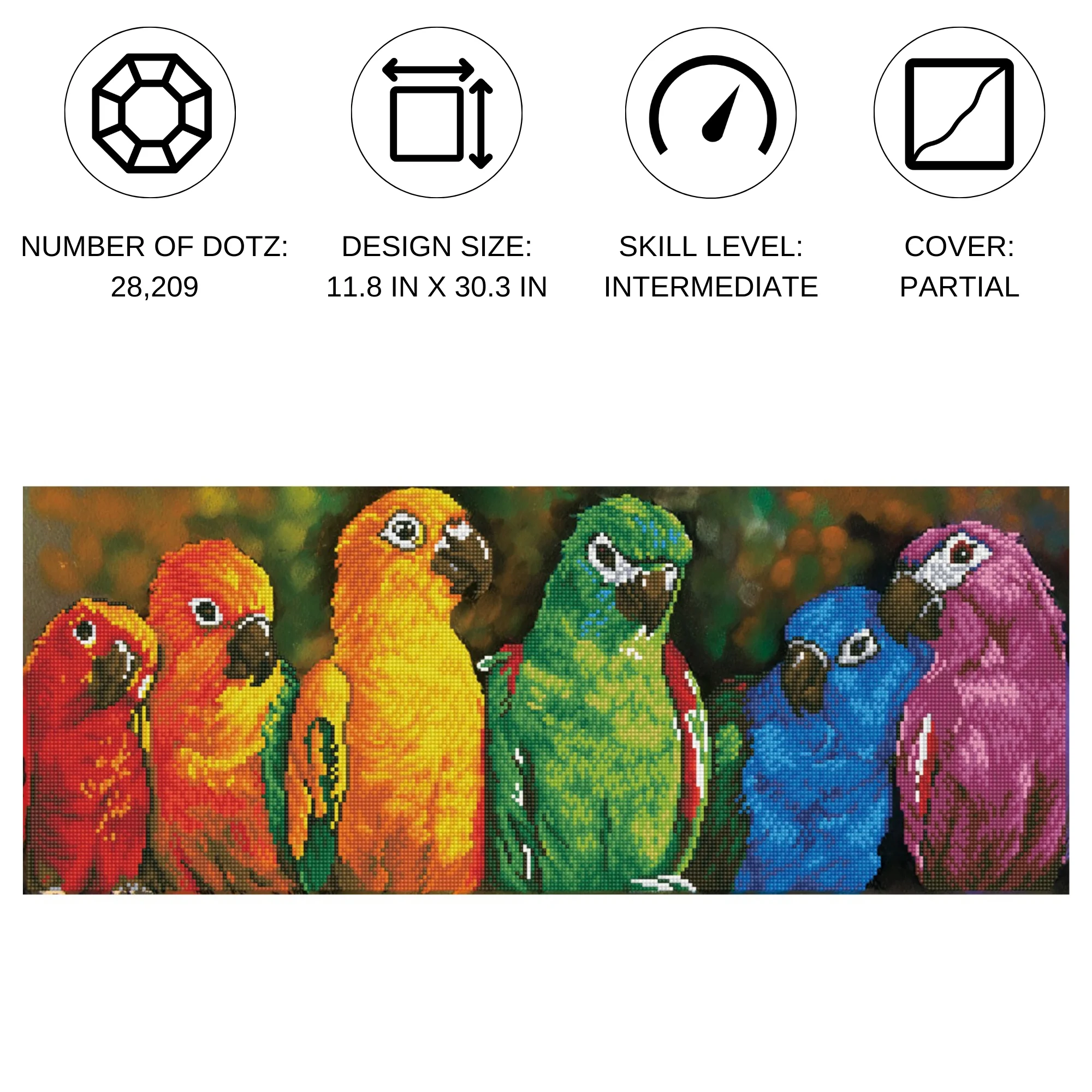 Diamond Dotz Rainbow Parrots - 30.3" x 11.8" - Image 2