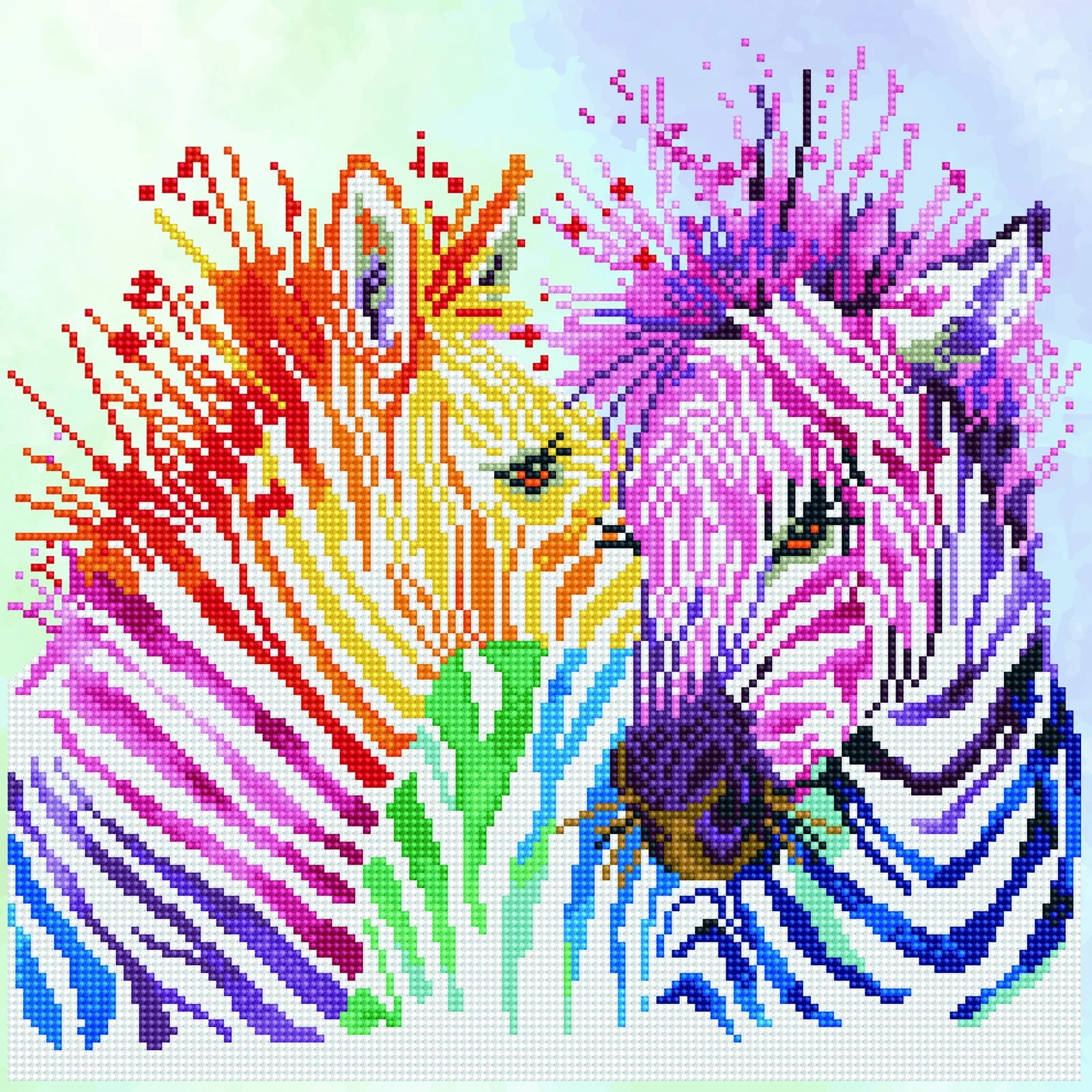 Diamond Dotz Rainbow Zebras - 15.8" x 15.8"