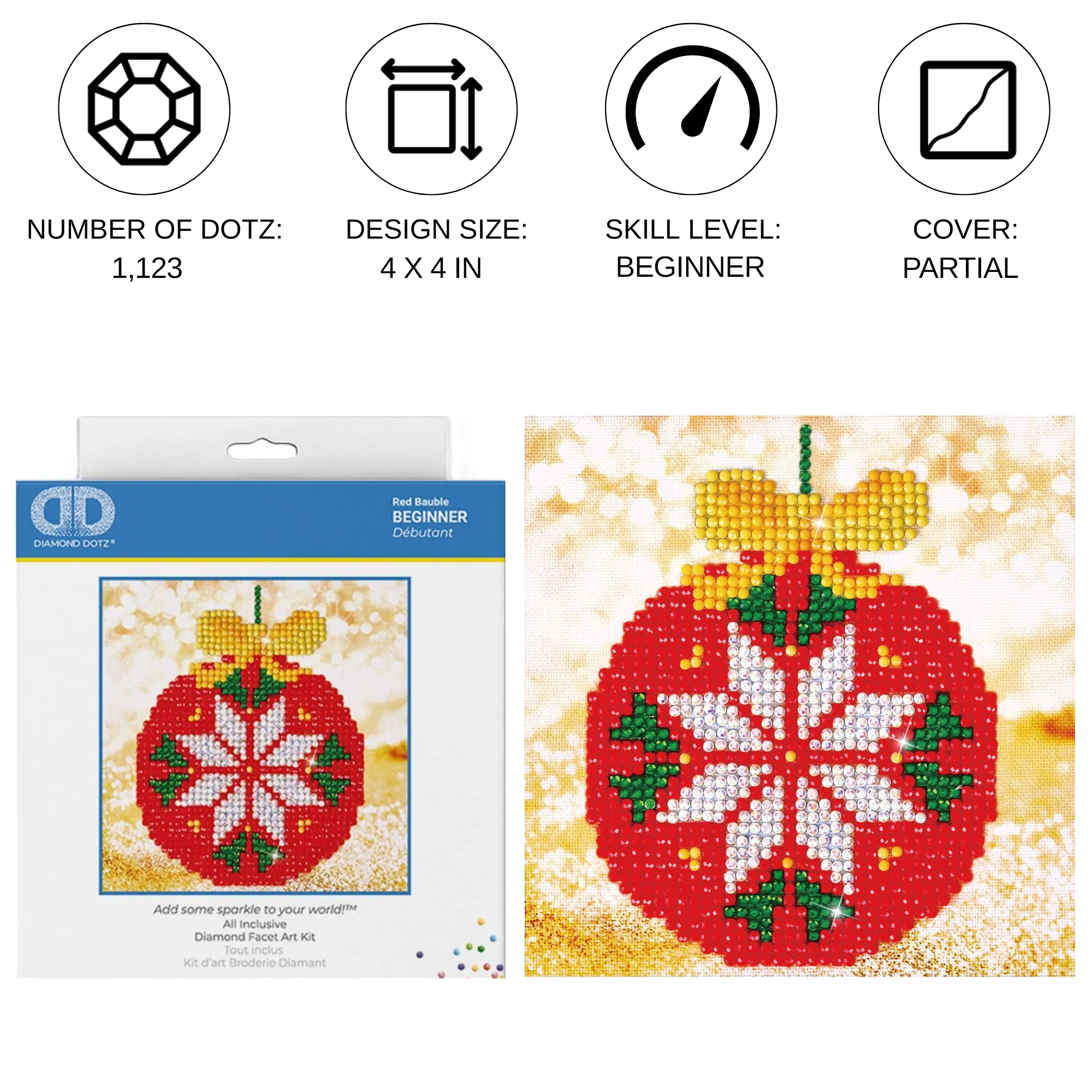 Diamond Dotz Red Bauble - 5.3" x 5.3" - Image 3