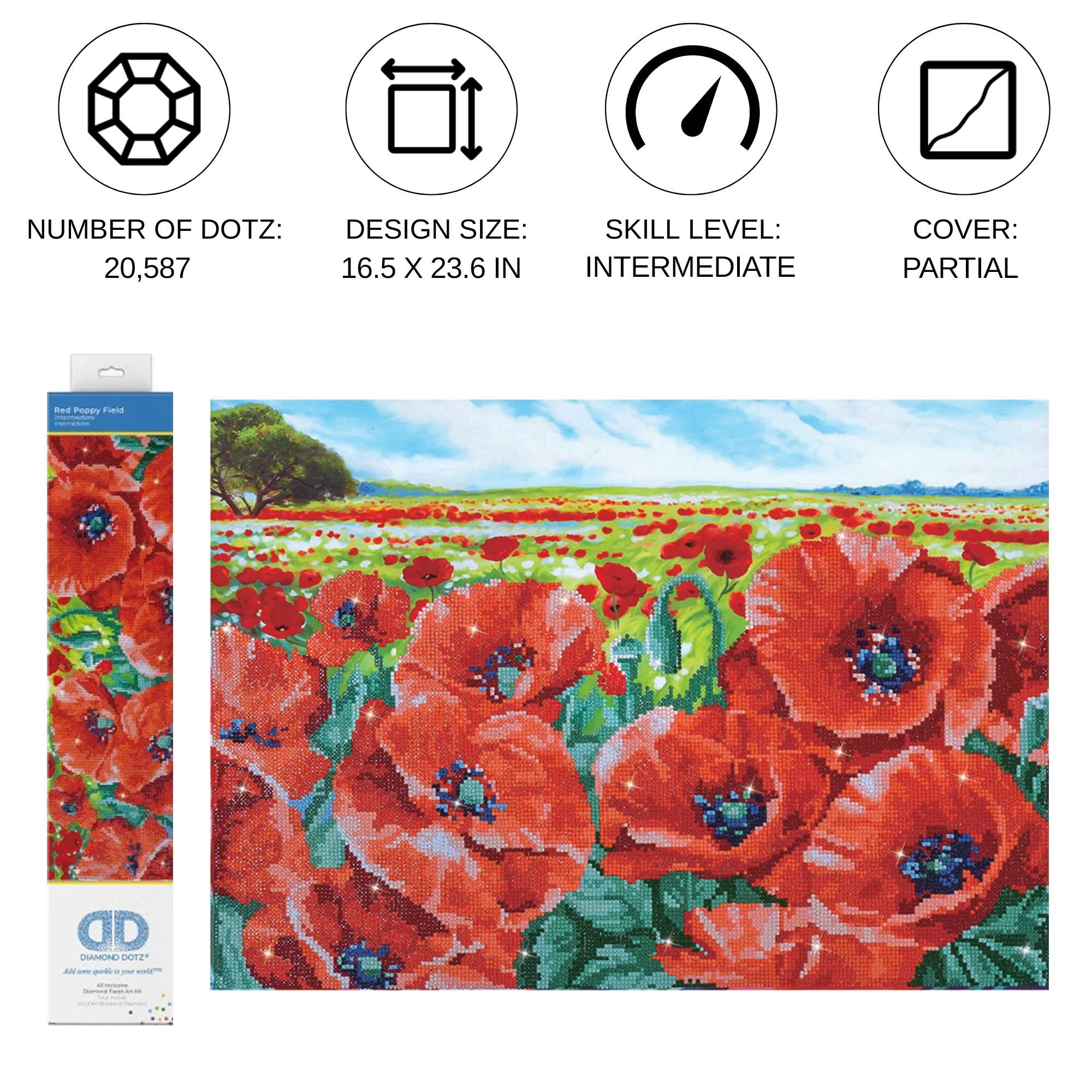 Diamond Dotz Red Poppy Field - 23.6" x 16.5" - Image 3