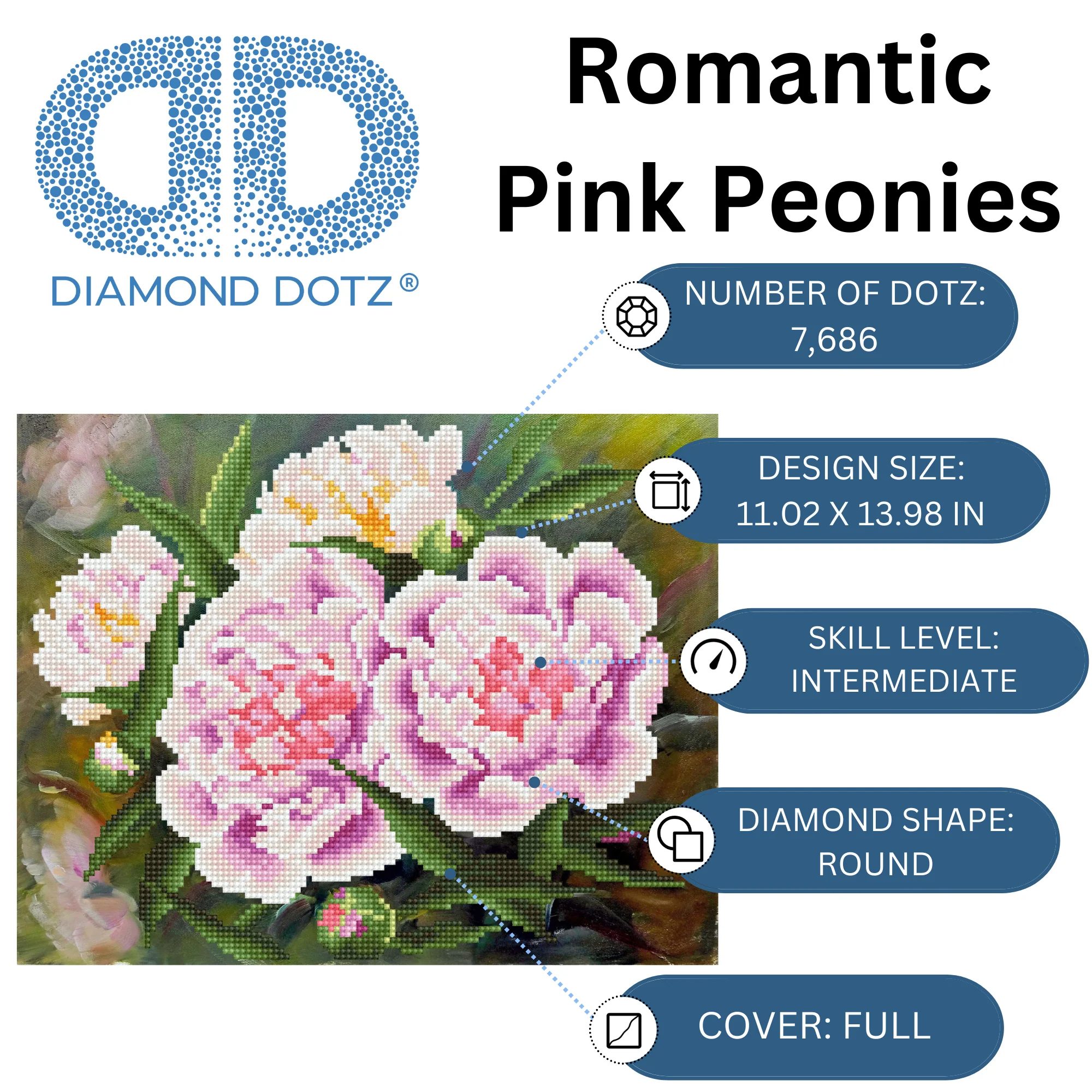 Romantic Pink Peonies - 14" x 11" - Image 3