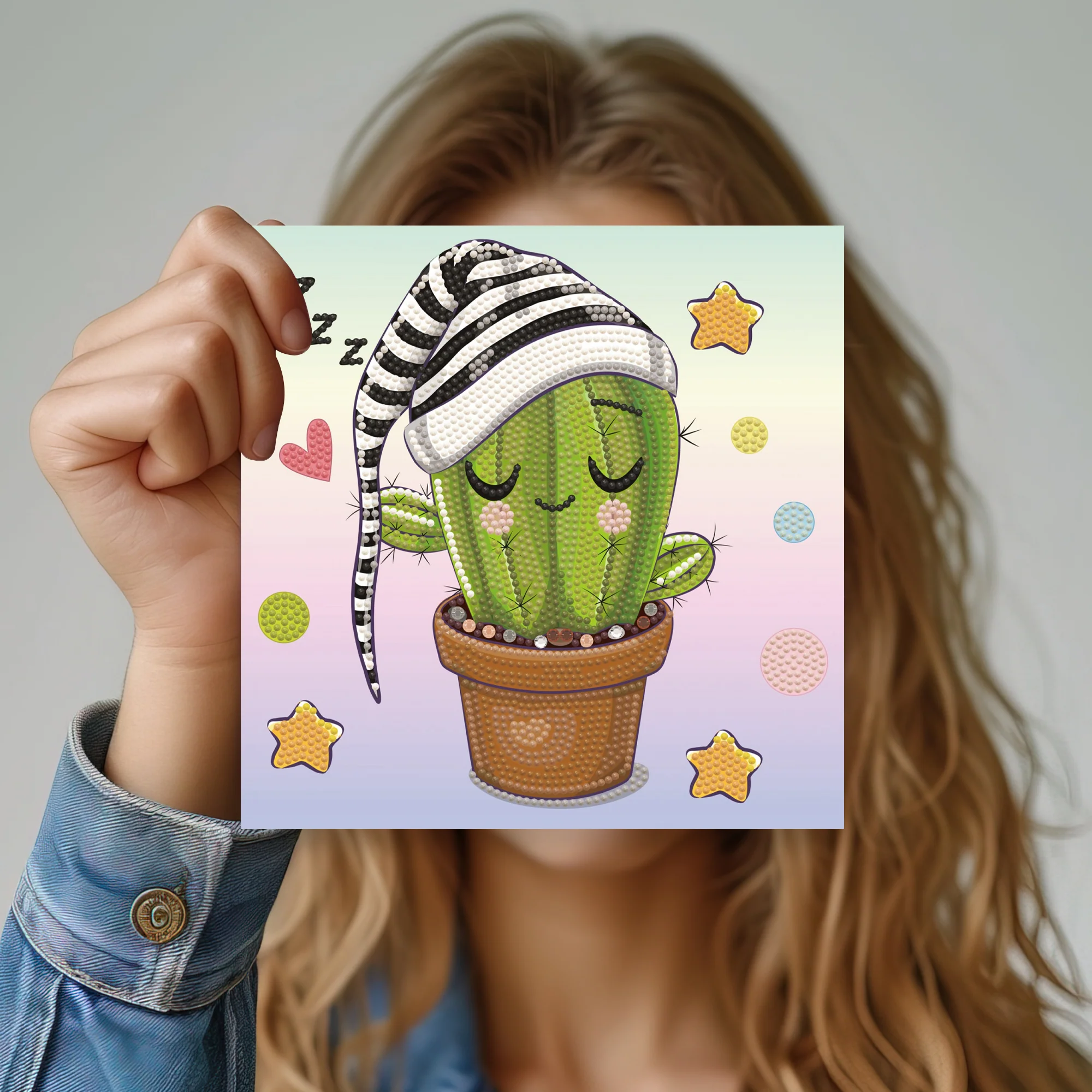 Diamond Dotz DOTZIES Sleepy Cactus Diamond Painting - 9.1" x 9.1" - Image 4