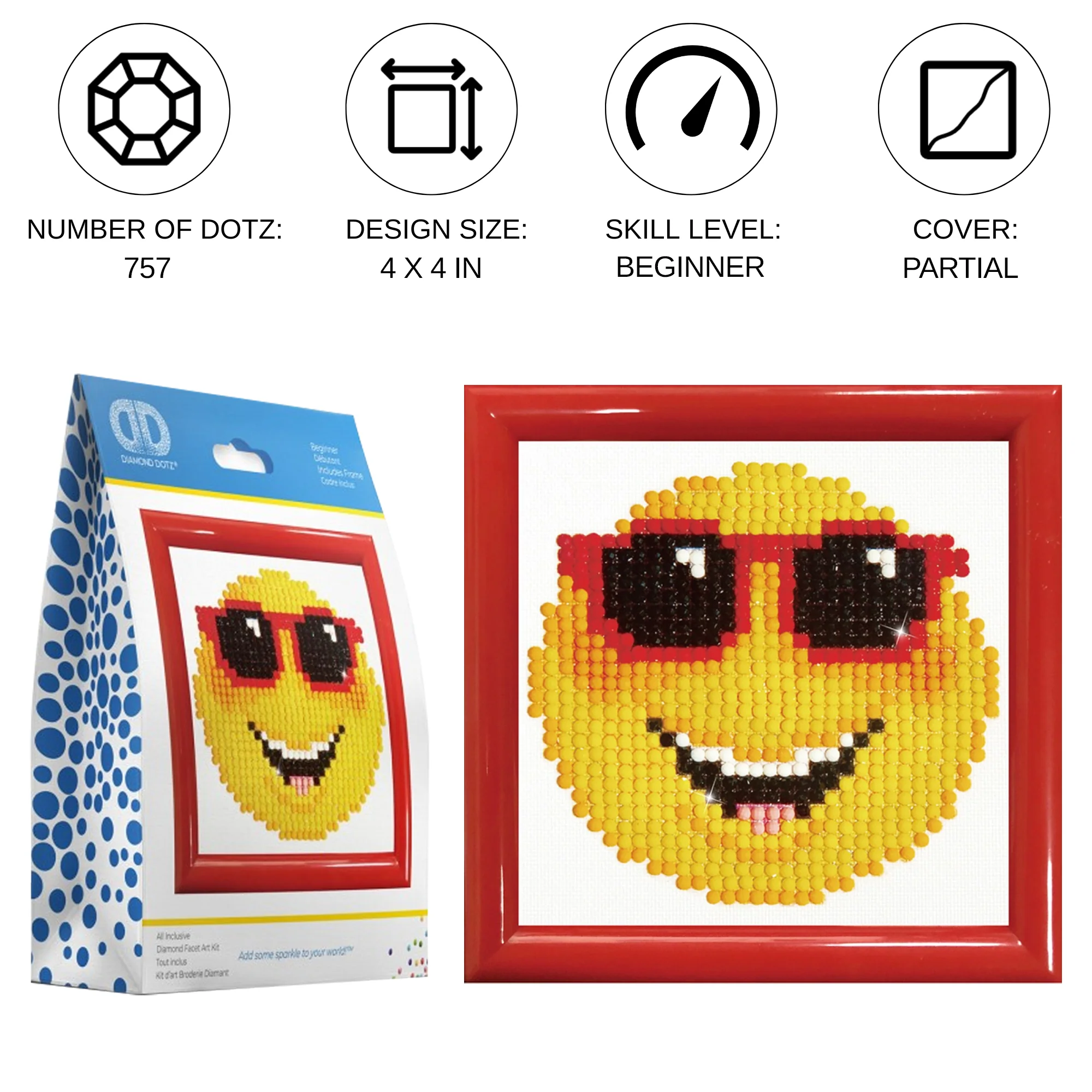 Diamond Dotz Smiling Face with Frame - 4.0" x 4.0" - Image 2
