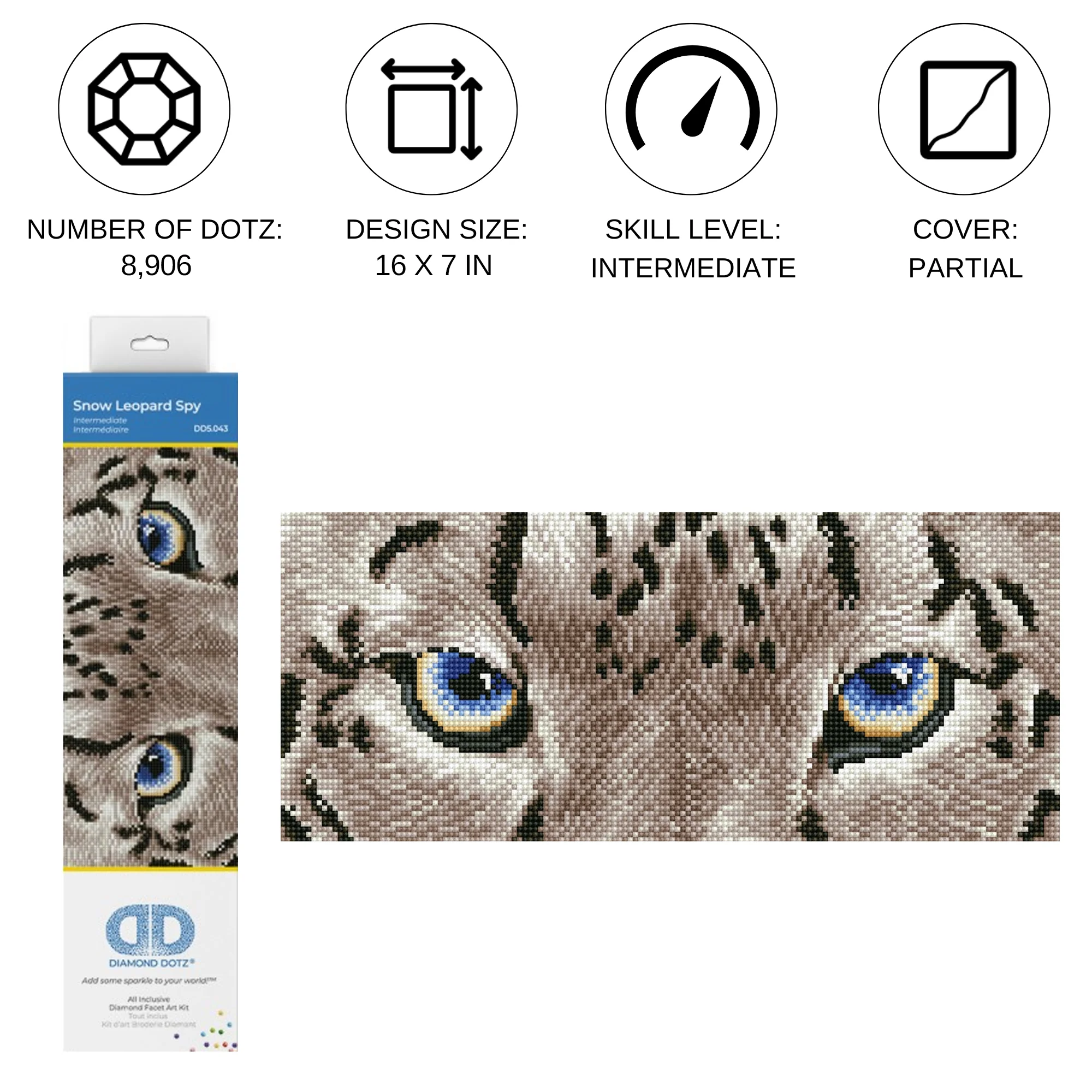 Diamond Dotz Snow Leopard Spy - 16.5" x 7.1" - Image 3