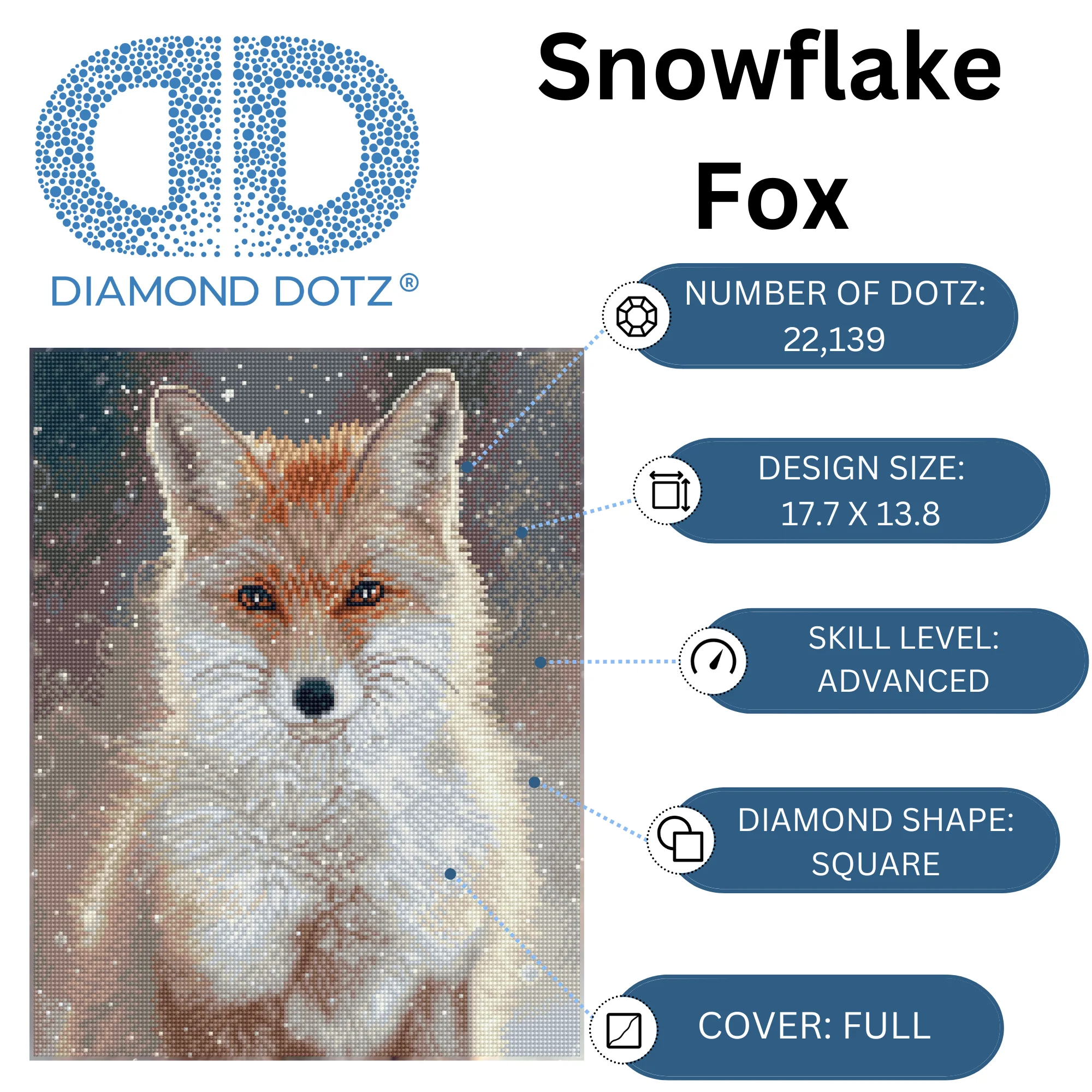 Diamond Dotz Snowflake Fox - 13.8" x 17.7" - Image 3