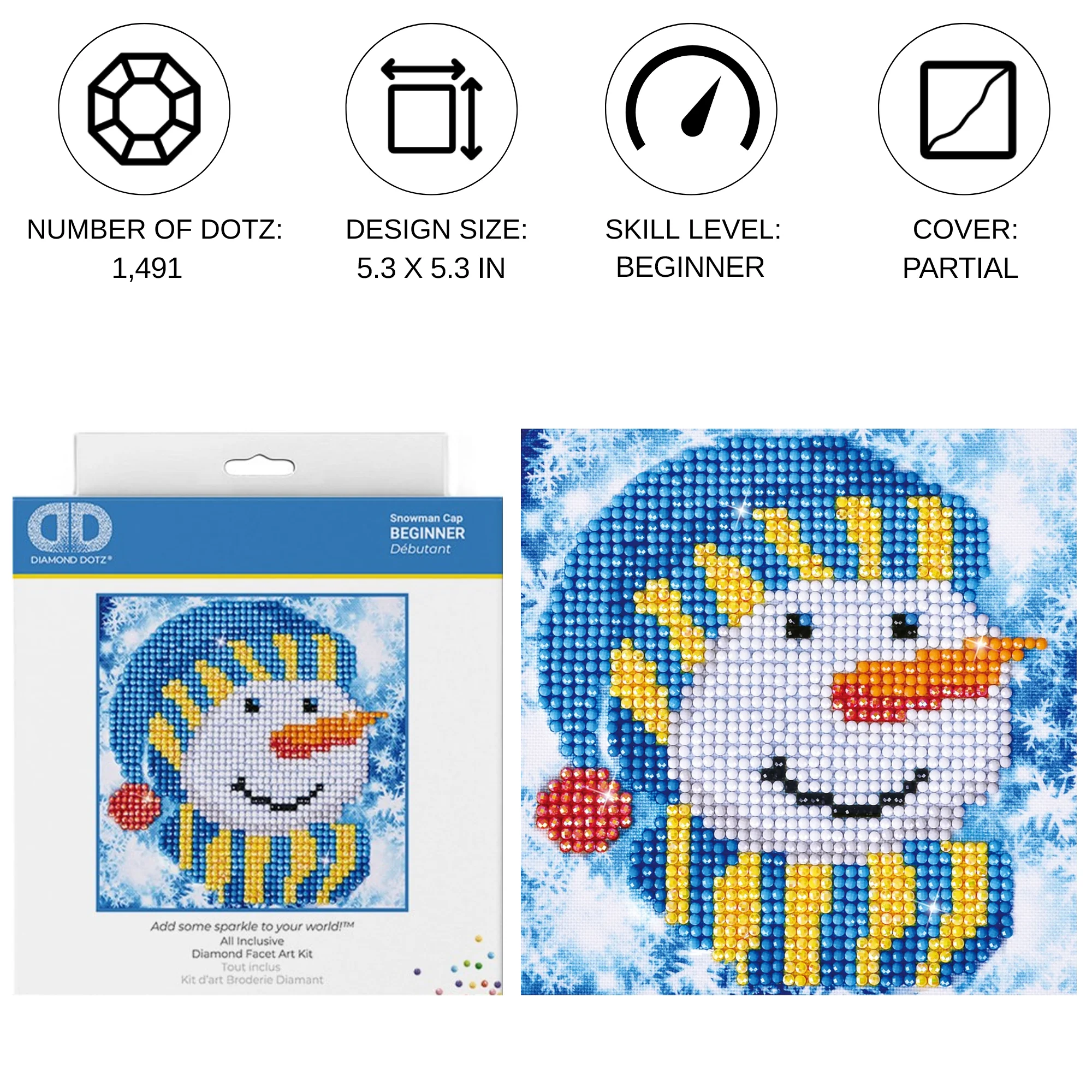 Diamond Dotz Snowman Cap - 5.3" x 5.3" - Image 3