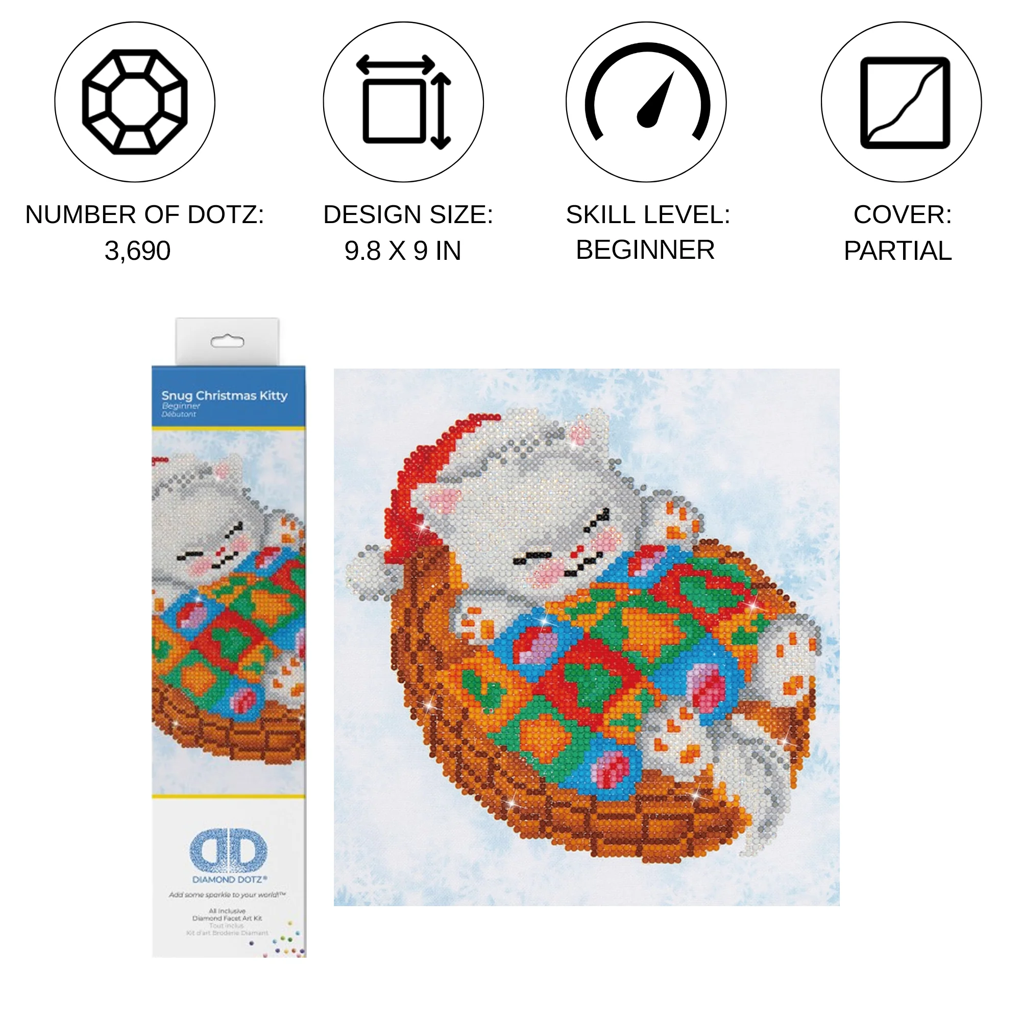 Diamond Dotz Snug Christmas Kitty - 9.1" x 9.8" - Image 4