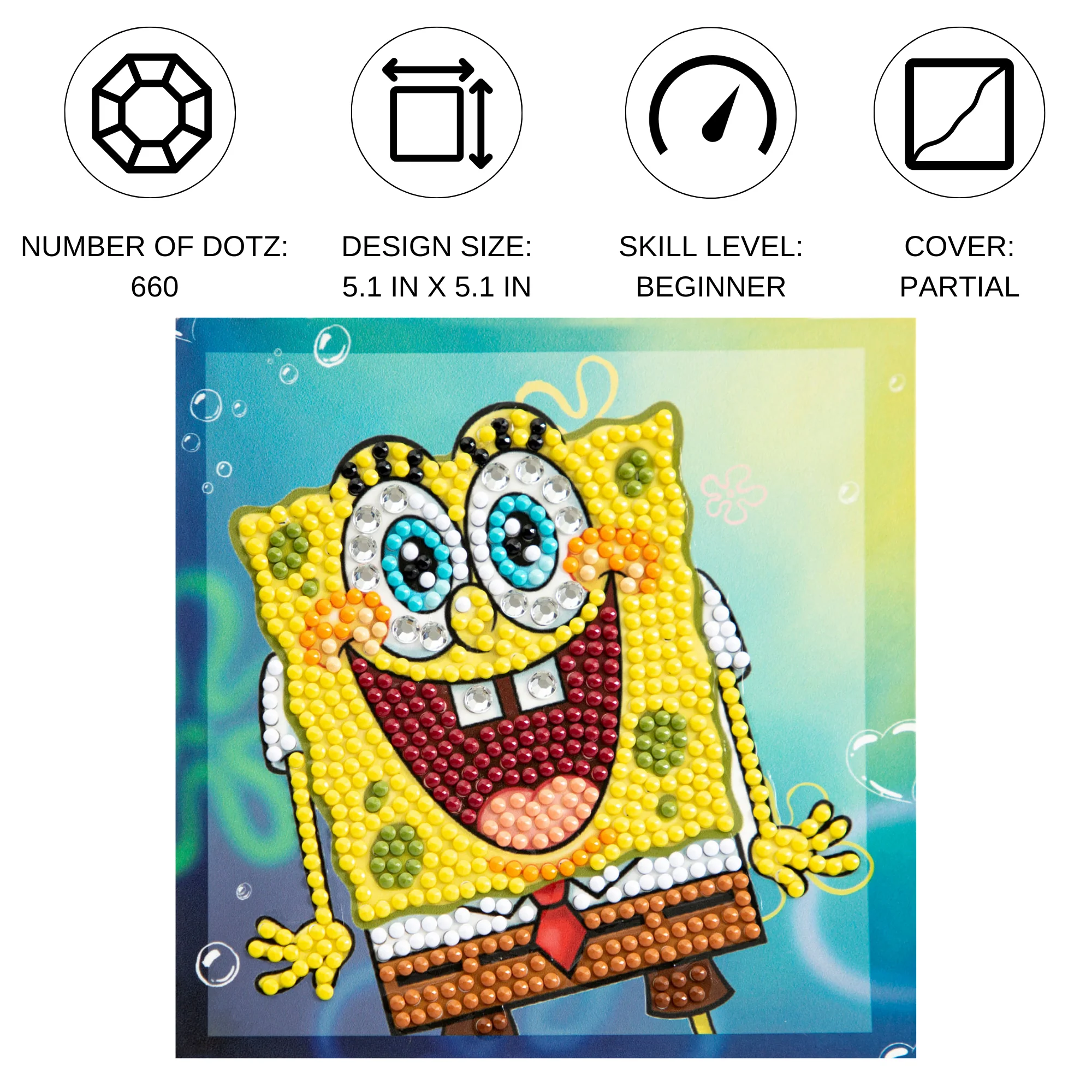 Diamond Dotz DOTZIES SpongeBob Surprise Diamond Painting - 5.1" x 5.1" - Image 3