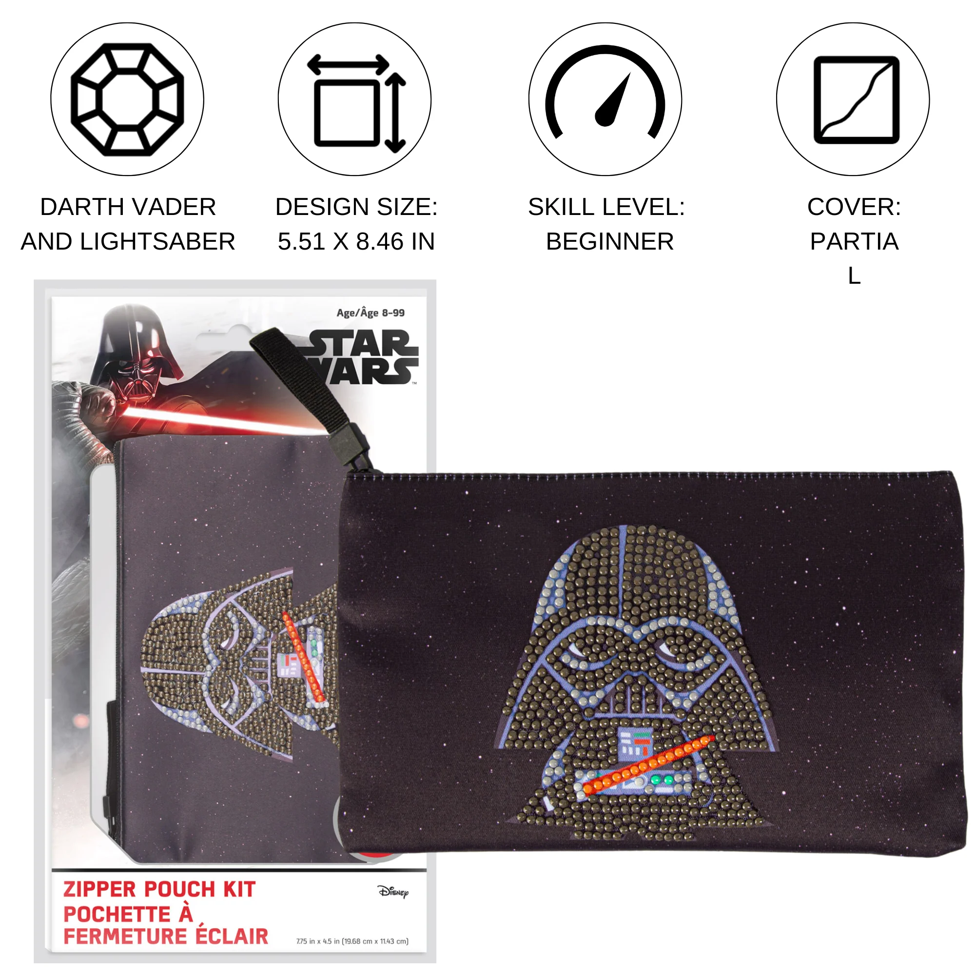 Diamond Dotz Star Wars Darth Vader and Lightsaber DOTZIES Pouch Kit - 7.8" x 4.5" - Image 4