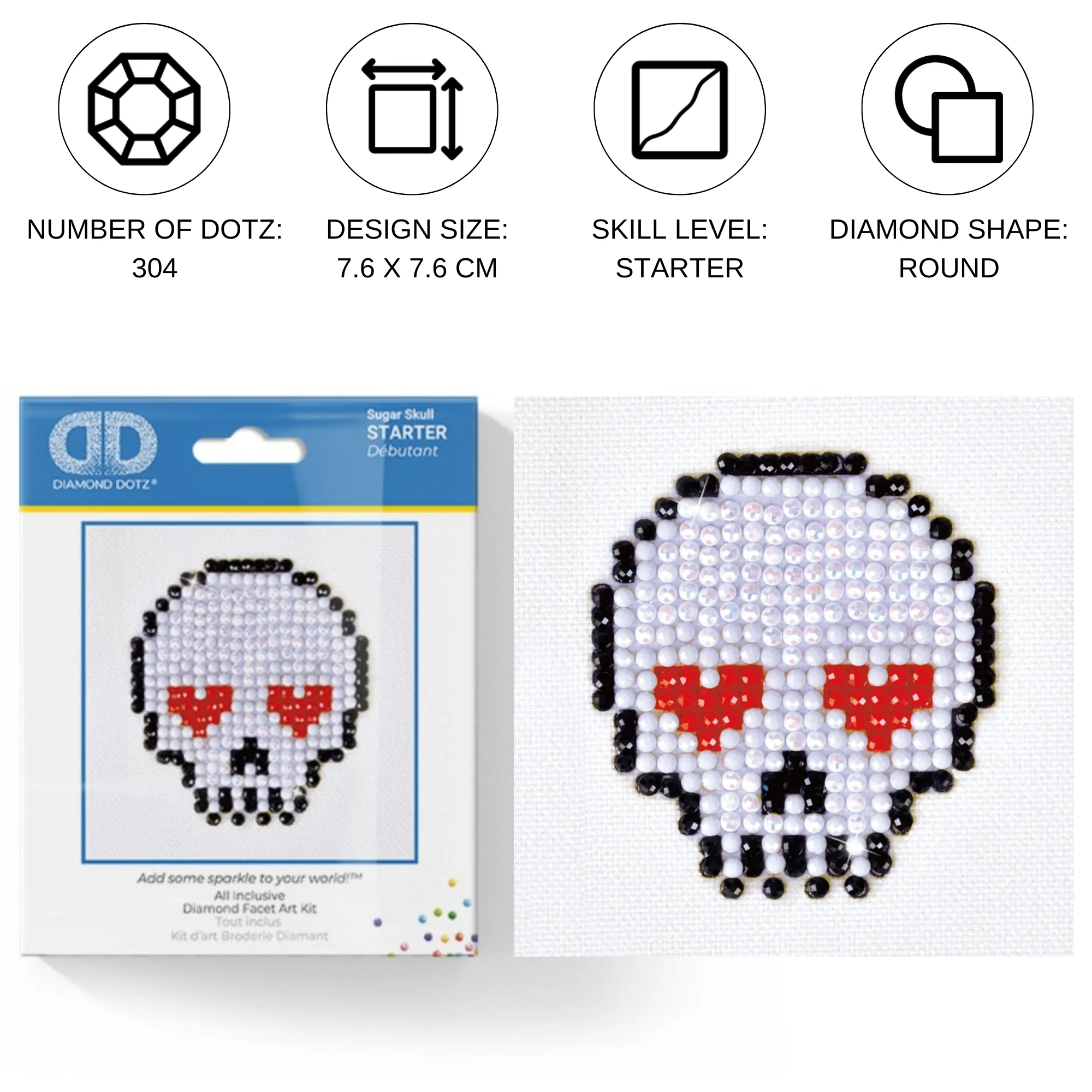Diamond Dotz Sugar Skull - 3.0" x 3.0" - Image 4