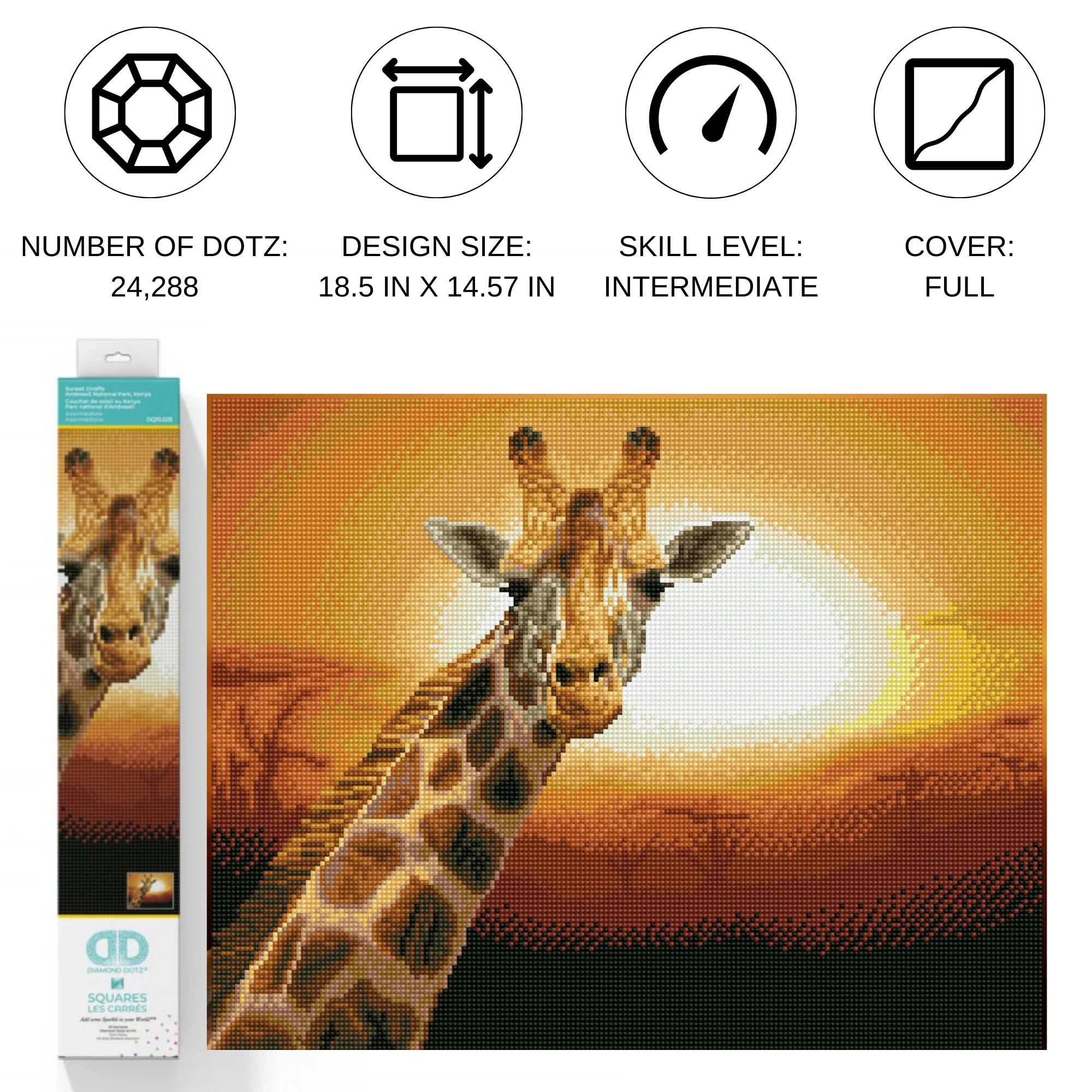 Diamond Dotz Sunset Giraffe Amboseli National Park Kenya - 18.5" x 14.6" - Image 2