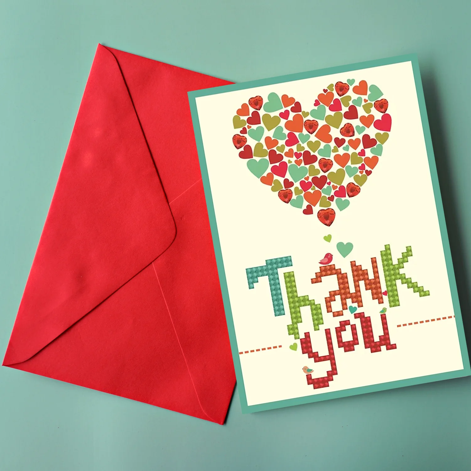 Diamond Dotz Thank You Heart Greeting Card - 5.0" x 7.0" - Image 4