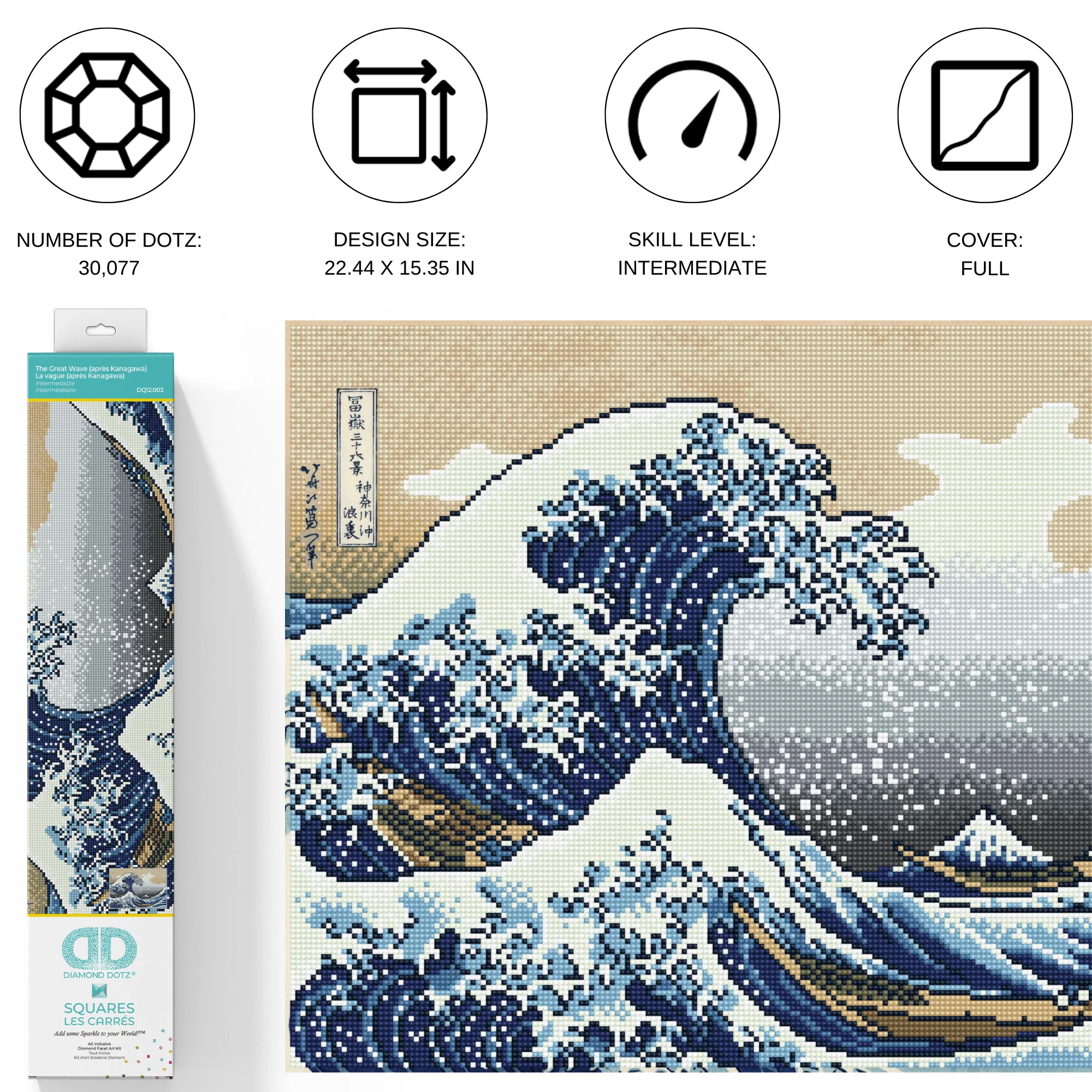 Diamond Dotz The Great Wave Off Kanagawa - 22.4" x 15.4" - Image 3