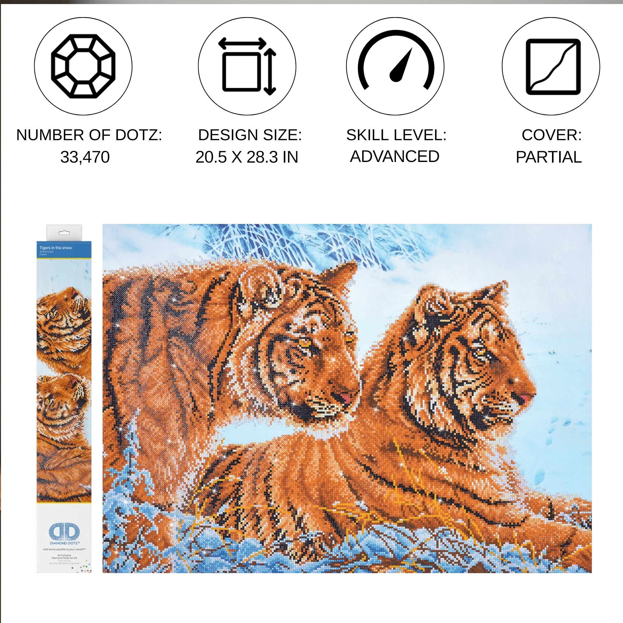 Diamond Dotz Tigers in the Snow - 28.4" x 20.5" - Image 3