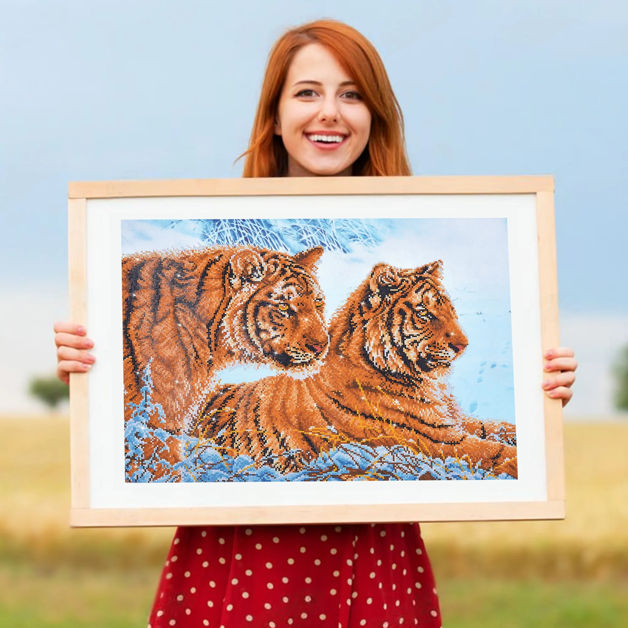 Diamond Dotz Tigers in the Snow - 28.4" x 20.5" - Image 5