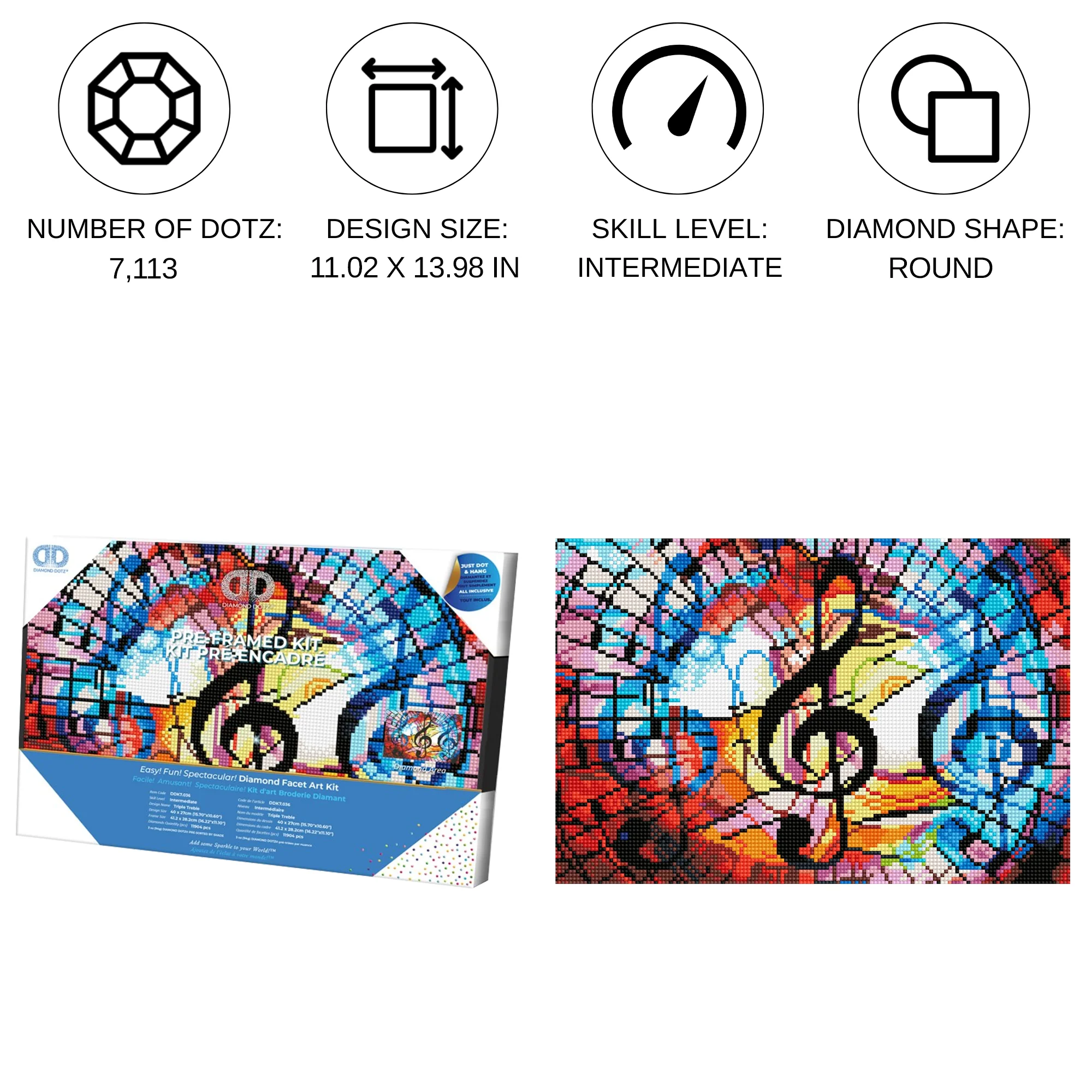 Diamond Dotz Triple Treble with Frame - 15.8" x 10.6" - Image 4