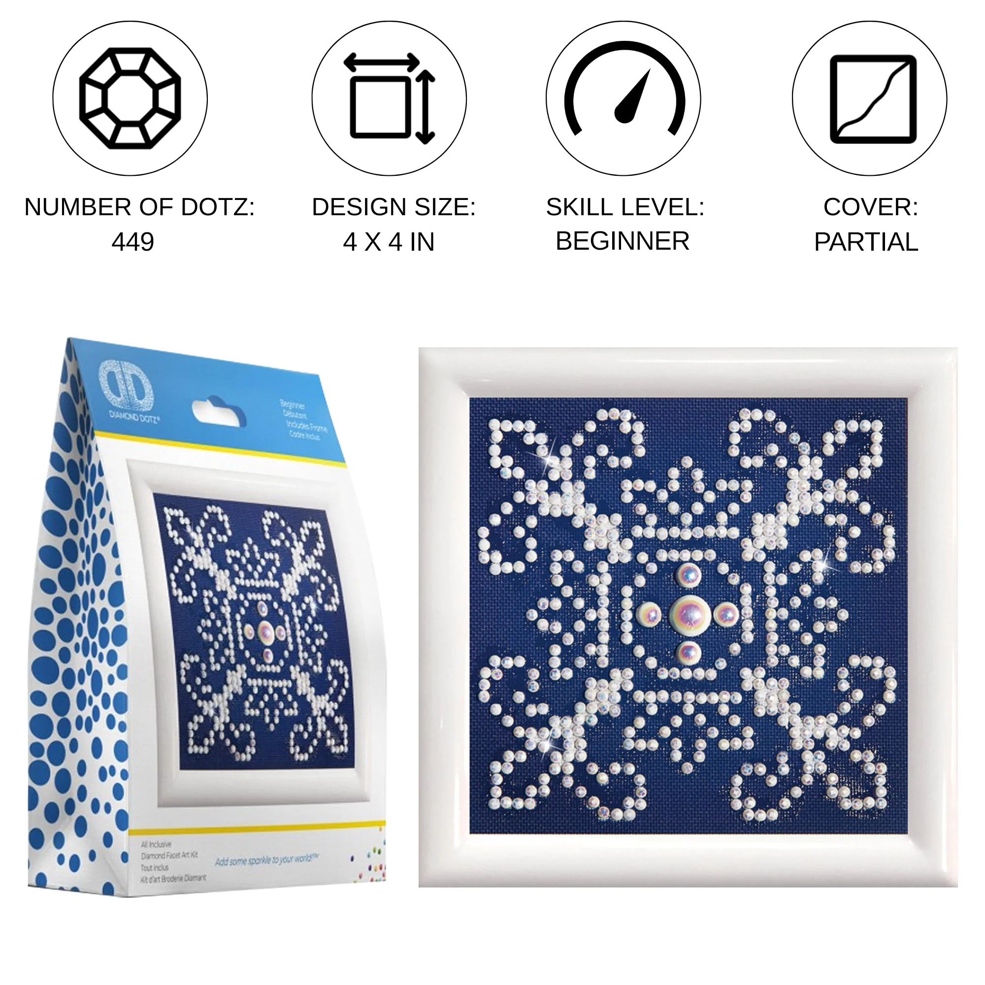 Diamond Dotz White on Blue with Frame - 4.0" x 4.0" - Image 2