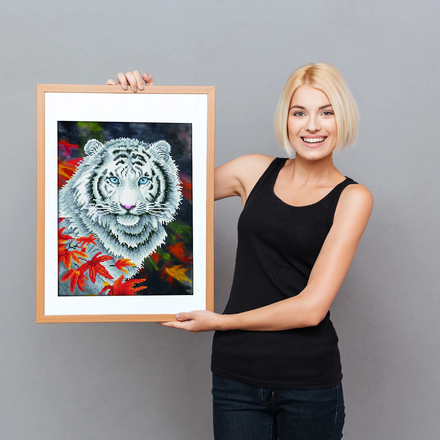 Diamond Dotz White Tiger in Autumn - 14.0" x 18.0" - Image 3