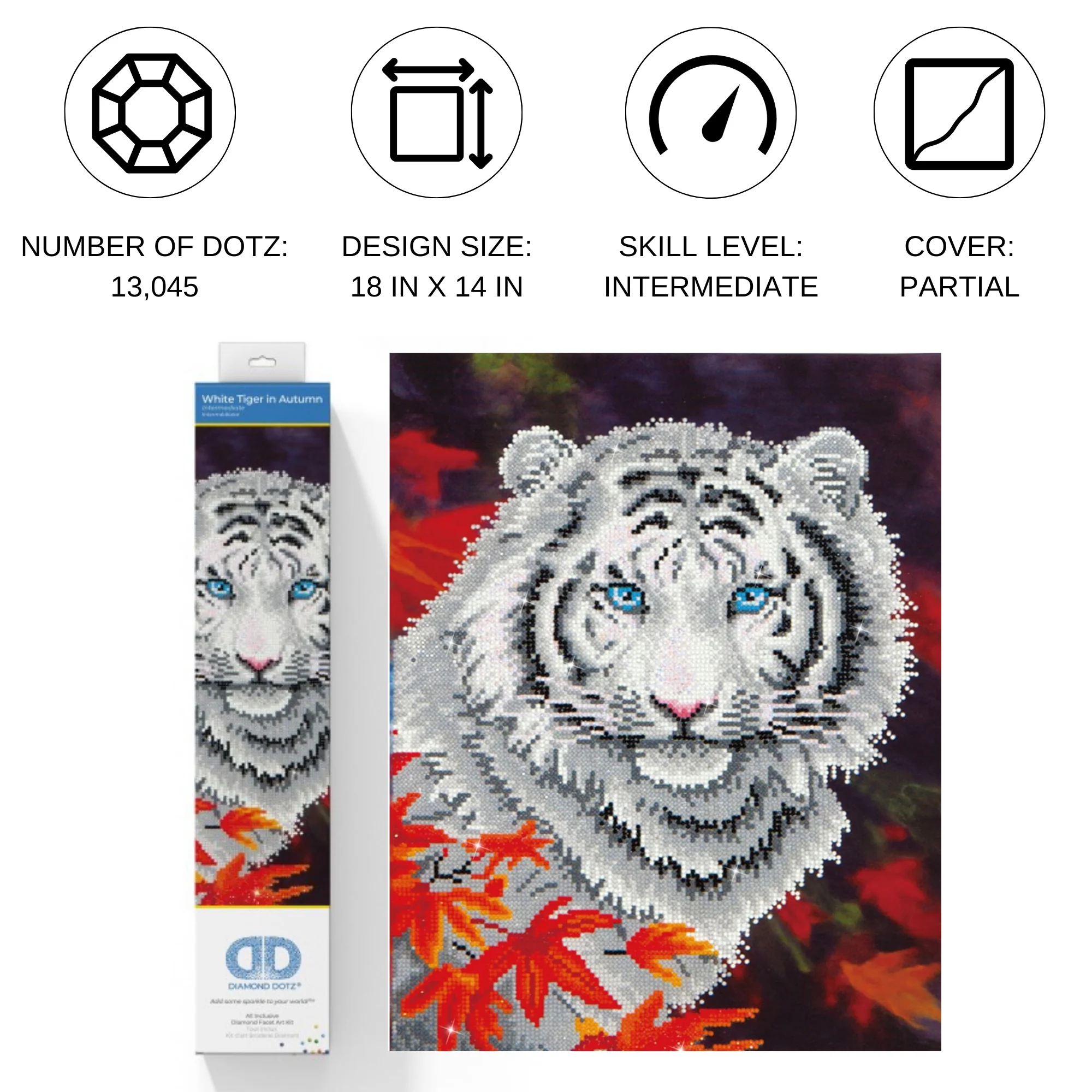 Diamond Dotz White Tiger in Autumn - 14.0" x 18.0" - Image 4