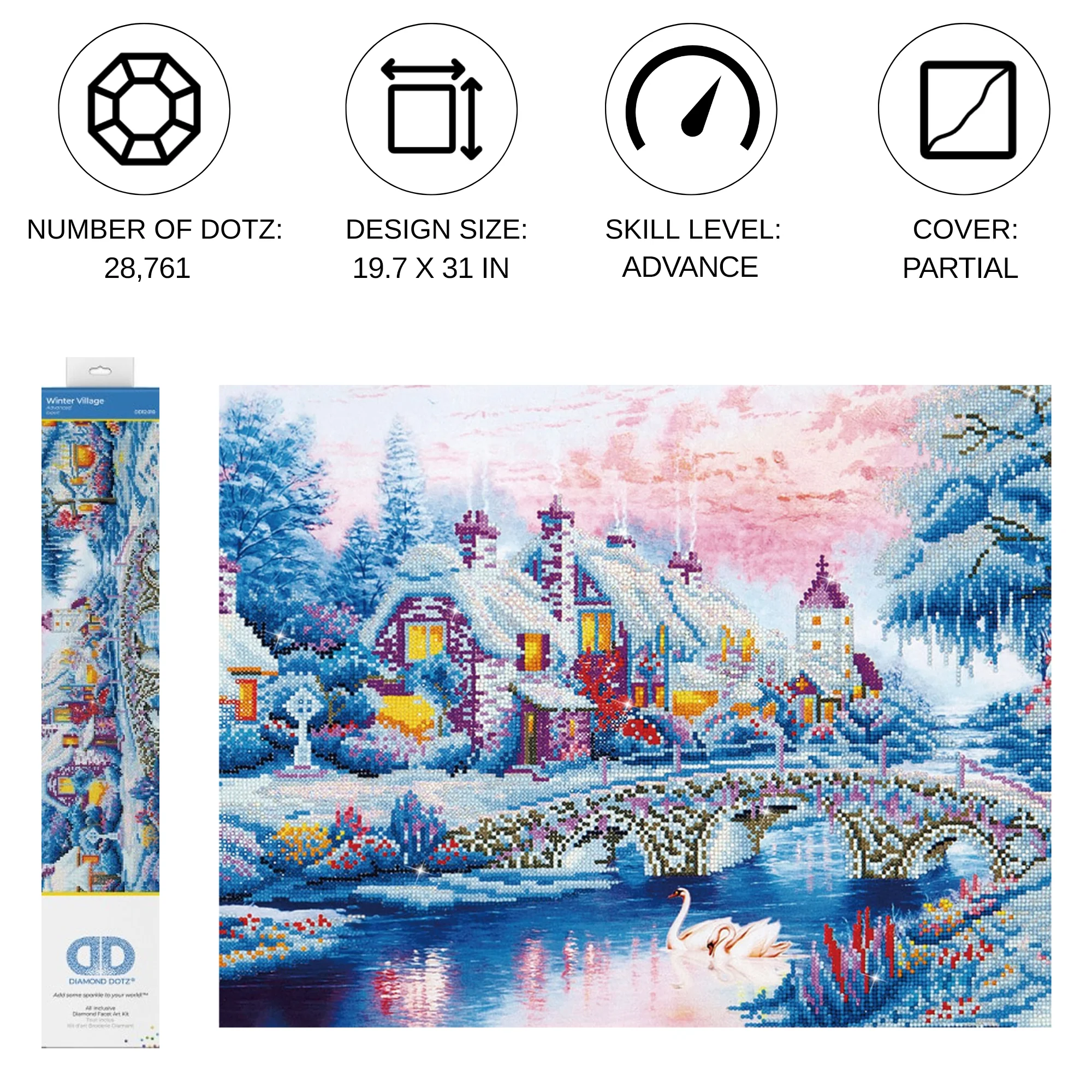 Diamond Dotz Winter Village - 31.1" x 19.7" - Image 3