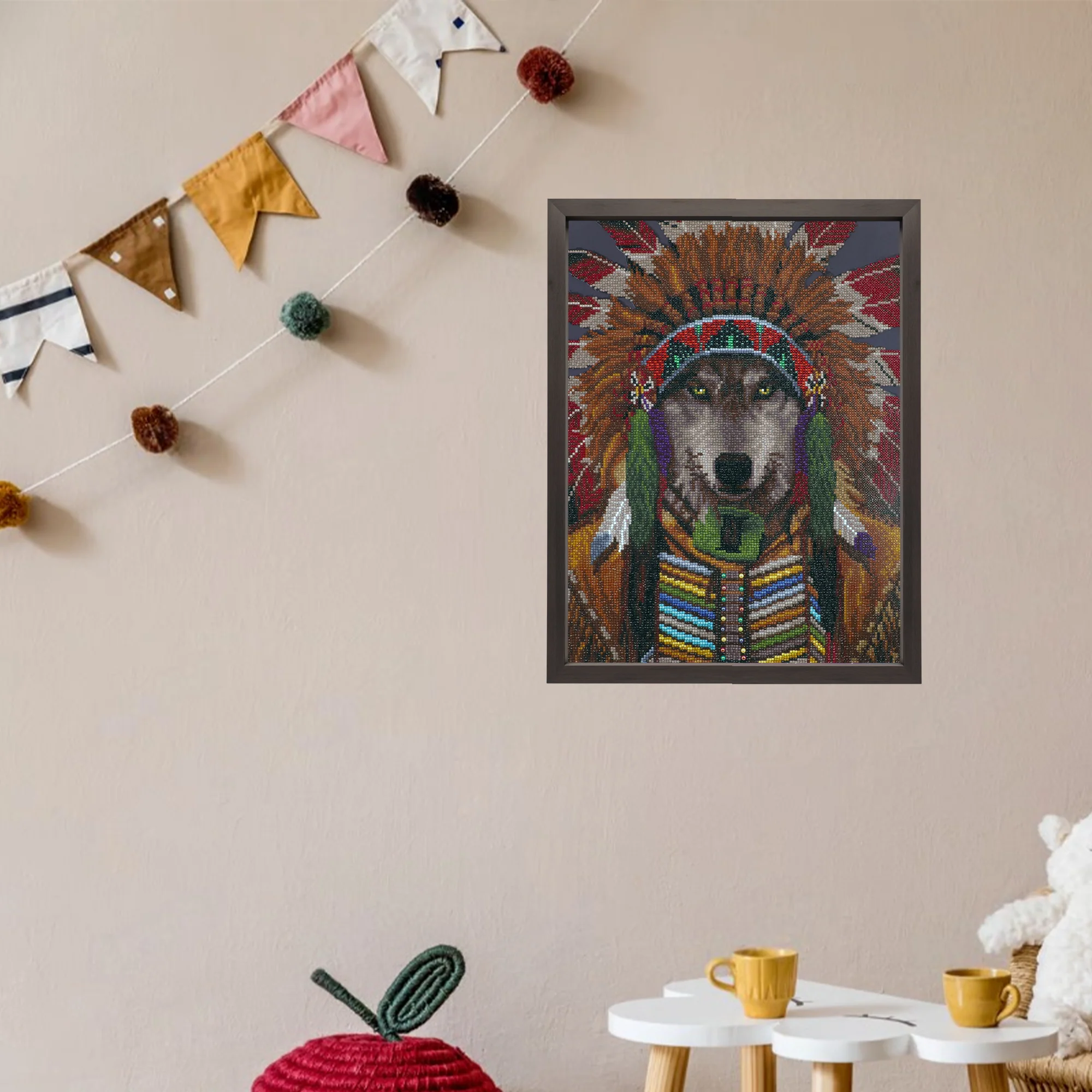 Diamond Dotz Wolf Spirit Chief - 15.8" x 19.7" - Image 2