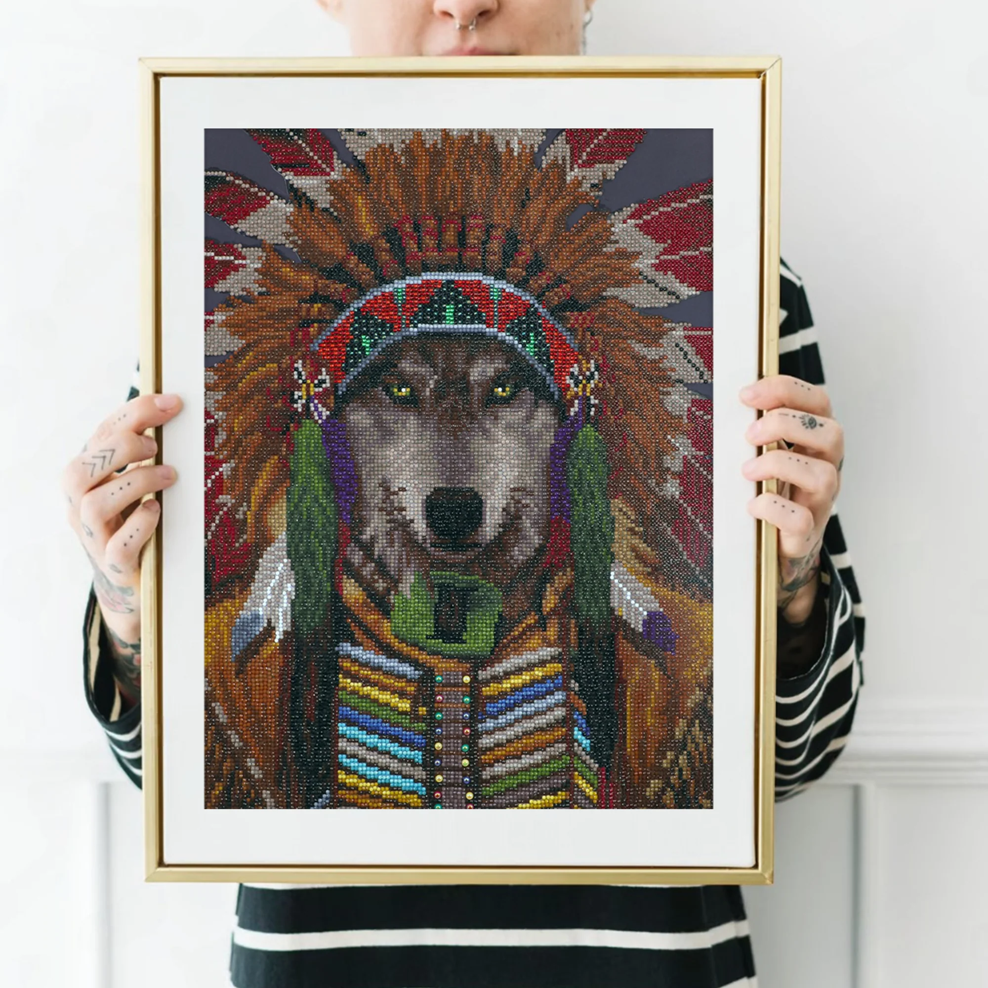 Diamond Dotz Wolf Spirit Chief - 15.8" x 19.7" - Image 3